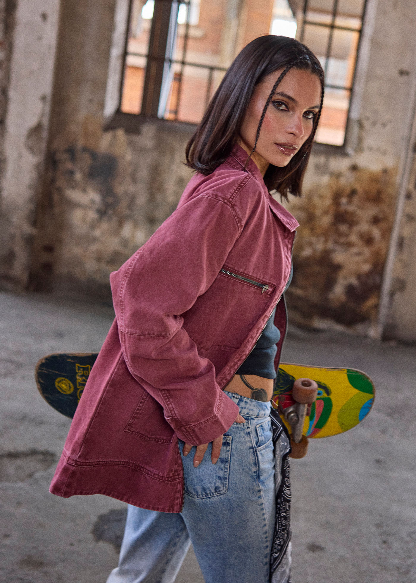 Chaqueta Mujer Canvas - Berry