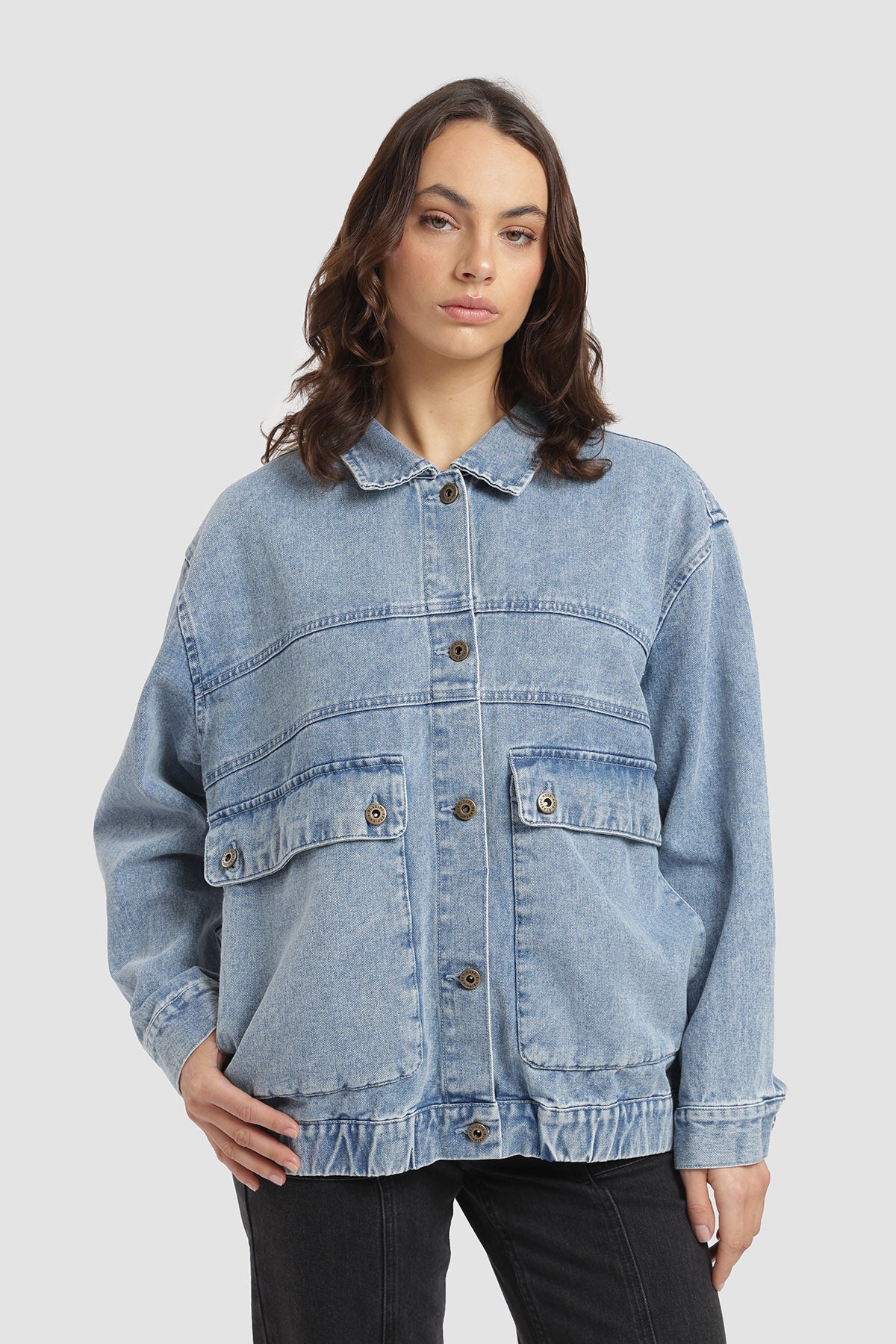 Chaqueta Oversize Denim Mujer - Azul Denim