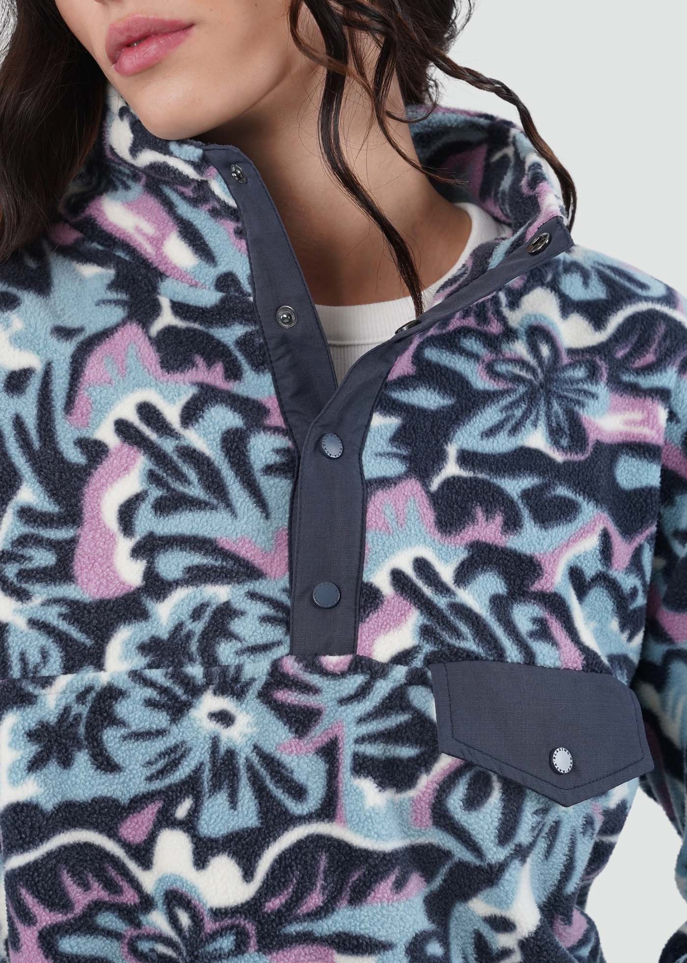 Polar Mujer Half Snaps Flowers - Azul