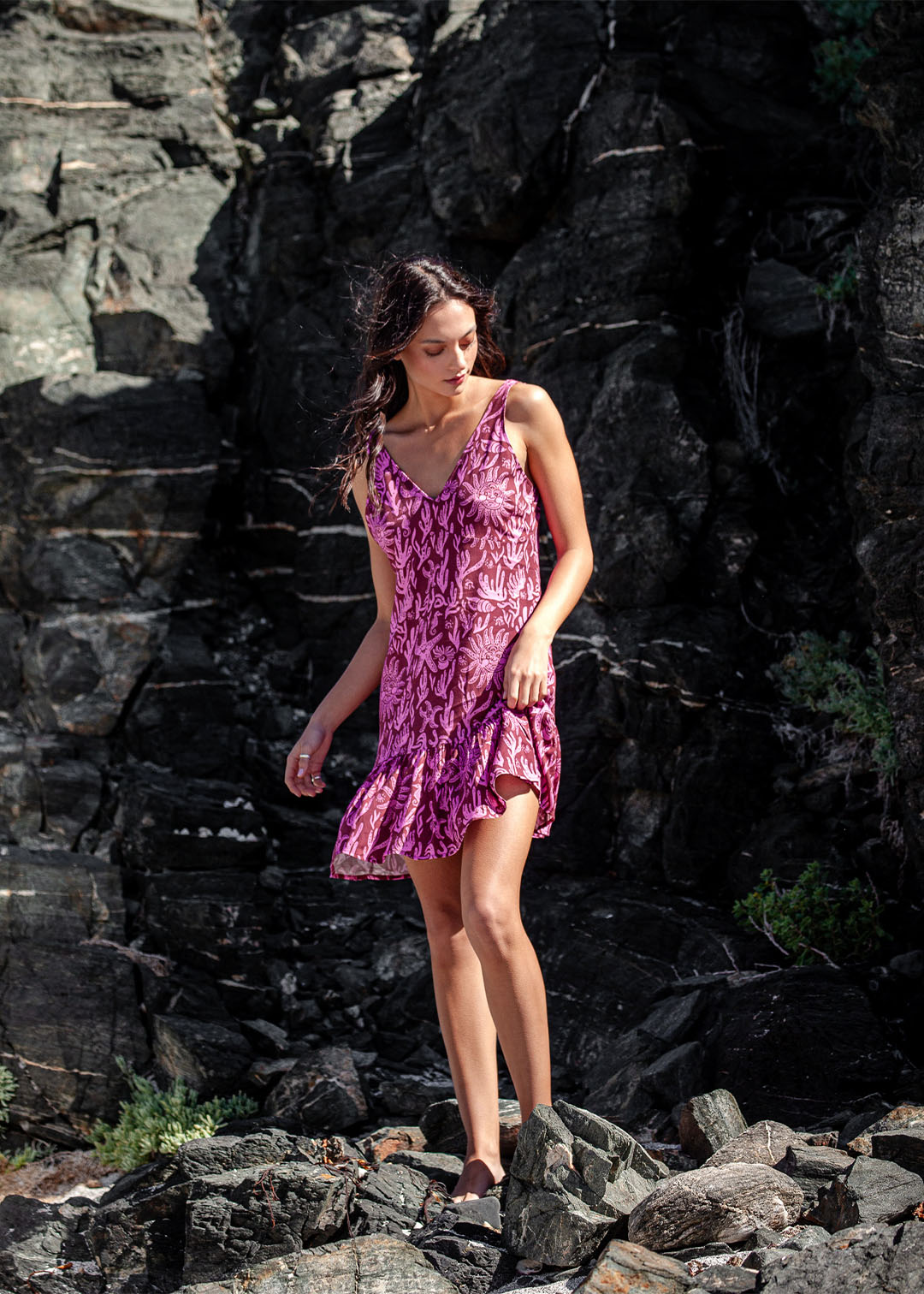 Vestido Corto Oceans - Fucsia