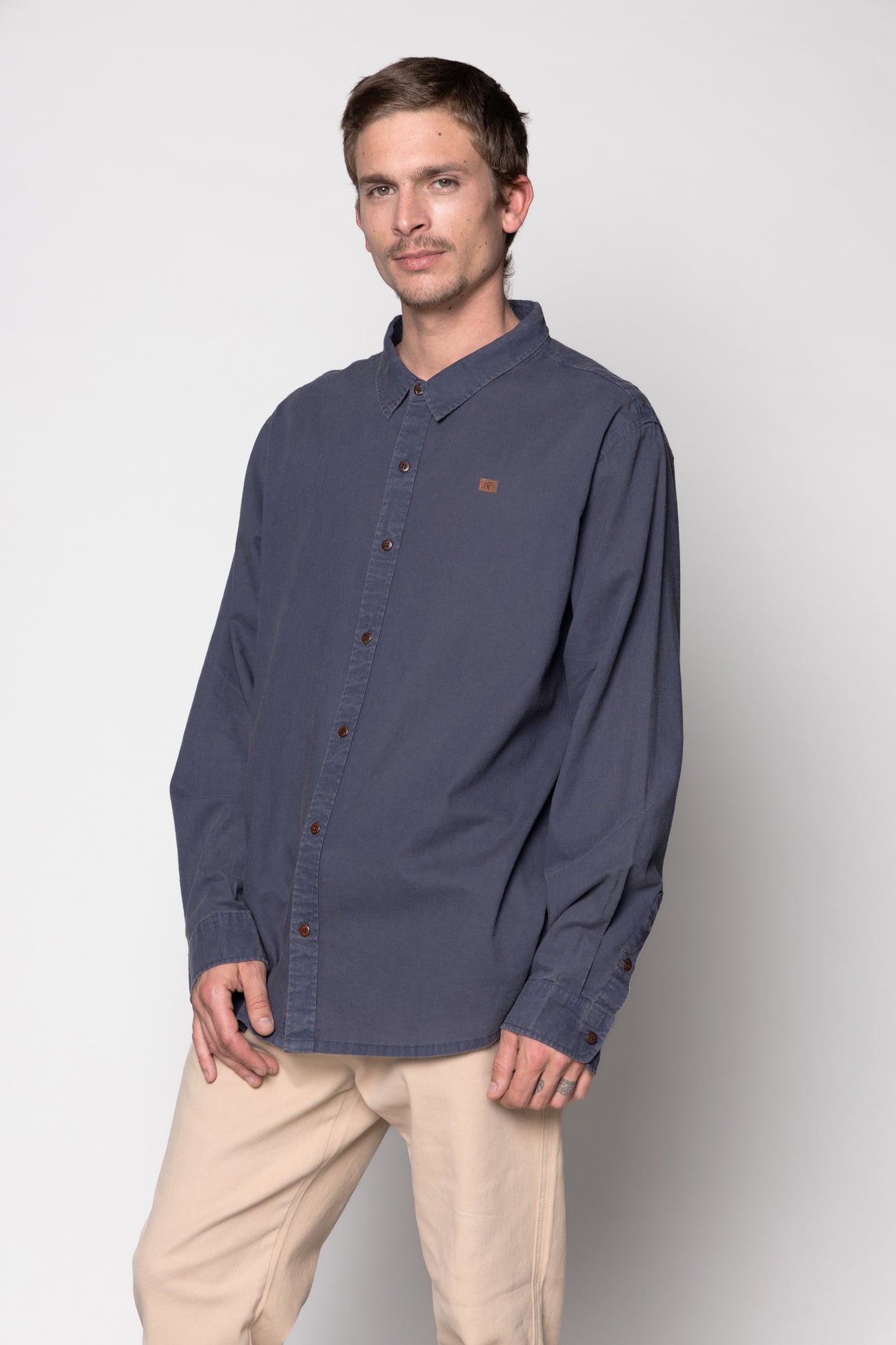 Camisa Long Cotton Solid Navy