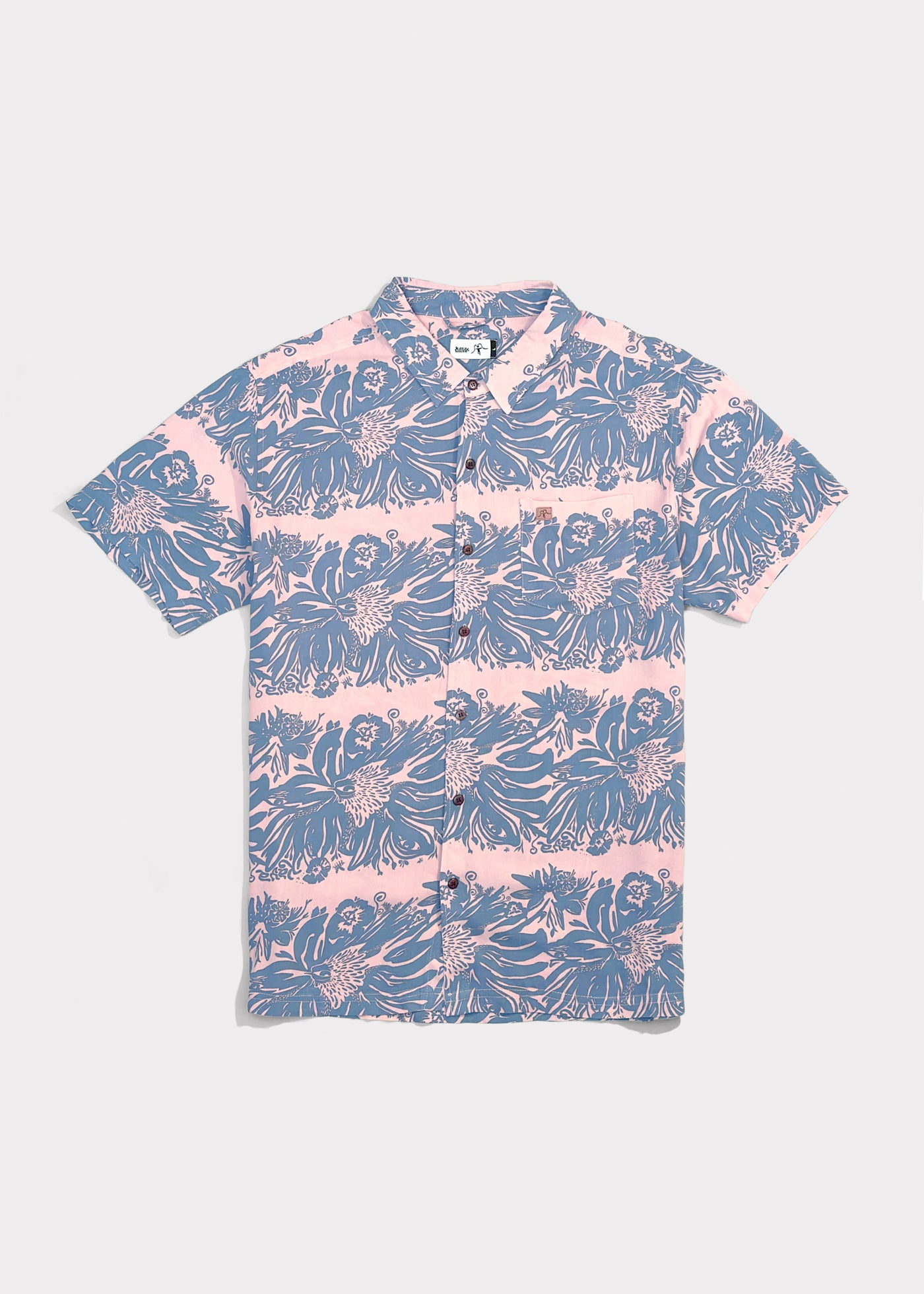 Camisa Diseño Manga Corta Rayón Bloom Hombre - Pink