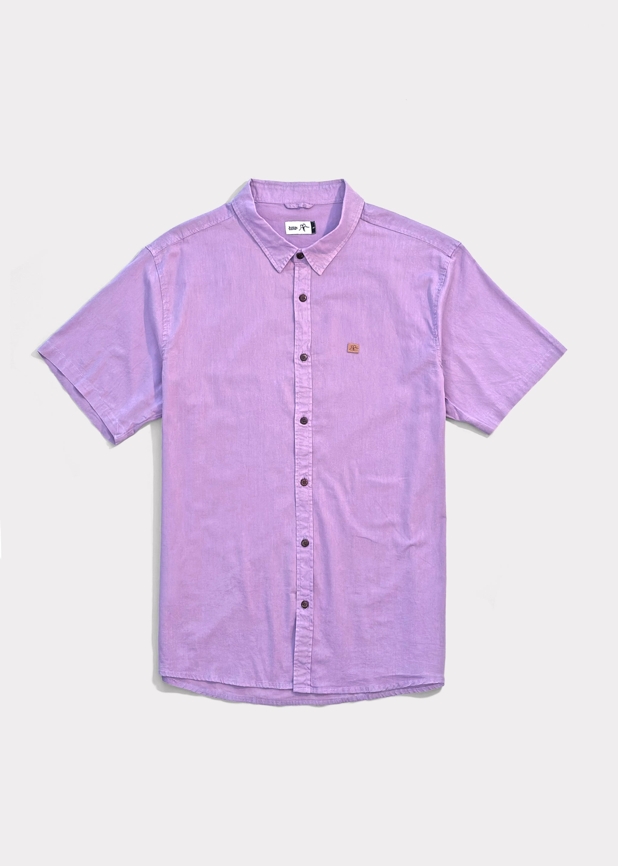 Camisa Clásica Manga Corta Algodón Solid Hombre - Lila