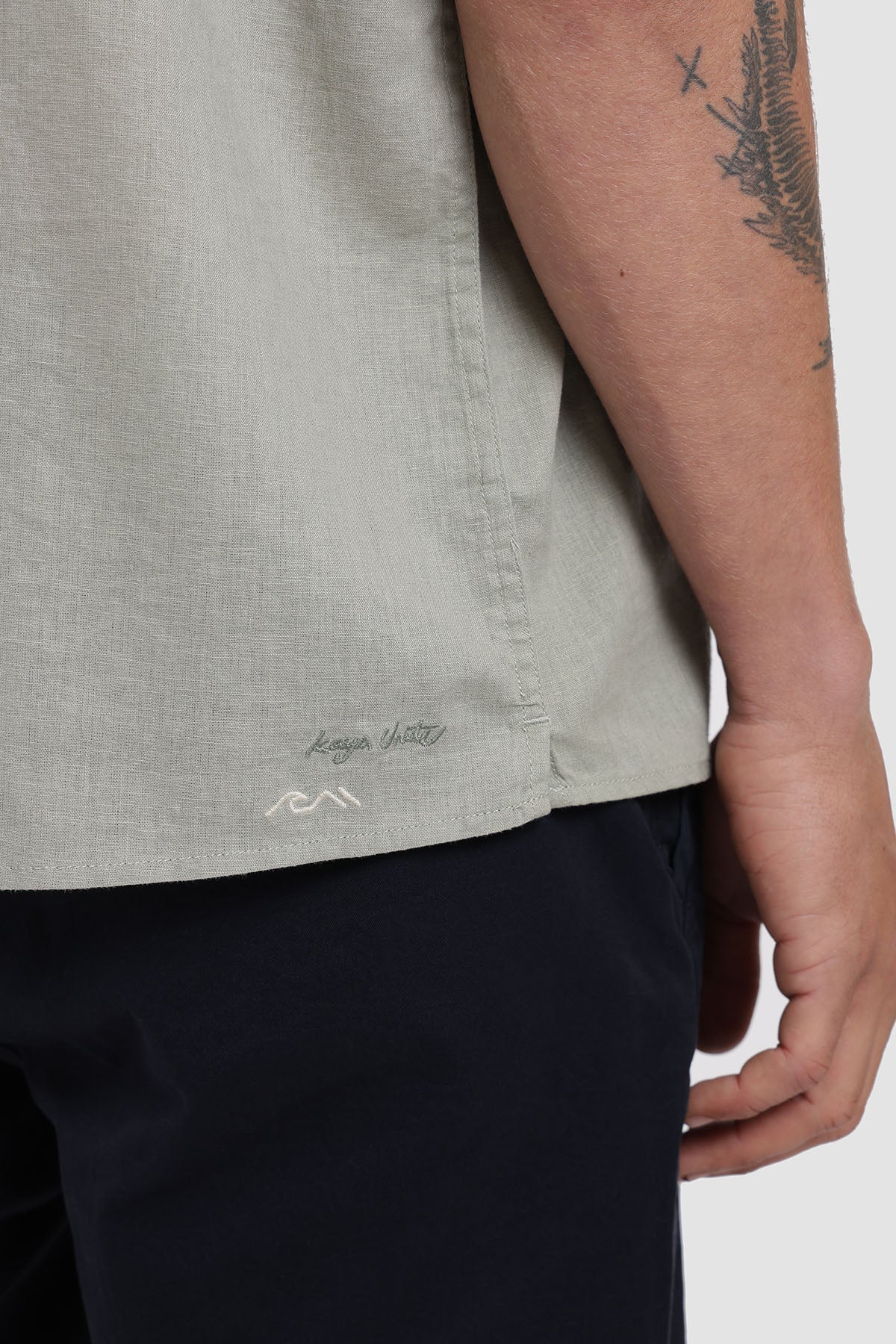 Camisa Manga Corta Clásica Lino Hombre - Verde Claro