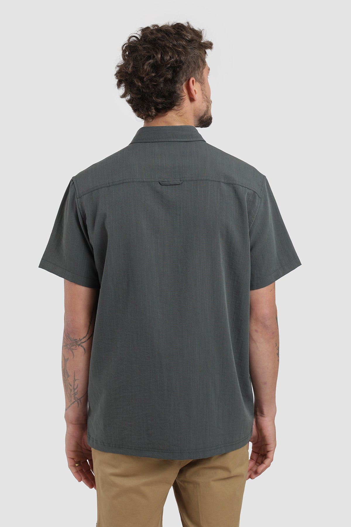 Camisa Manga Corta Clásica Textura Hombre - Gris