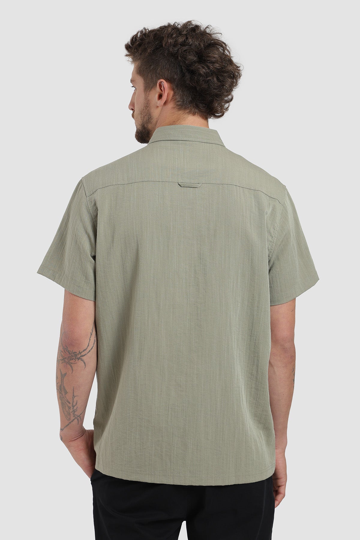 Camisa Manga Corta Clásica Textura Hombre - Celeste