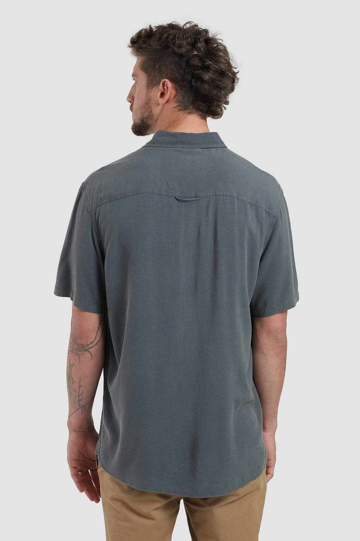 Camisa Manga Corta Clásica Viscosa Hombre - Azul Marino