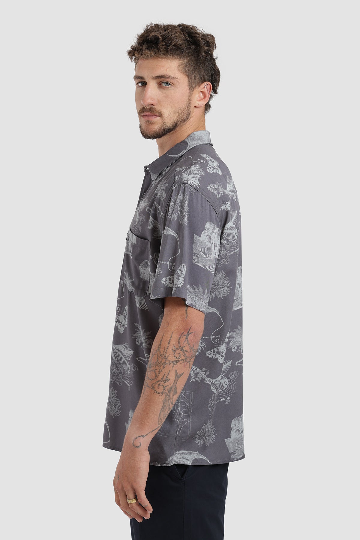 Camisa Manga Corta Guayabera Rooted Hombre - Acero