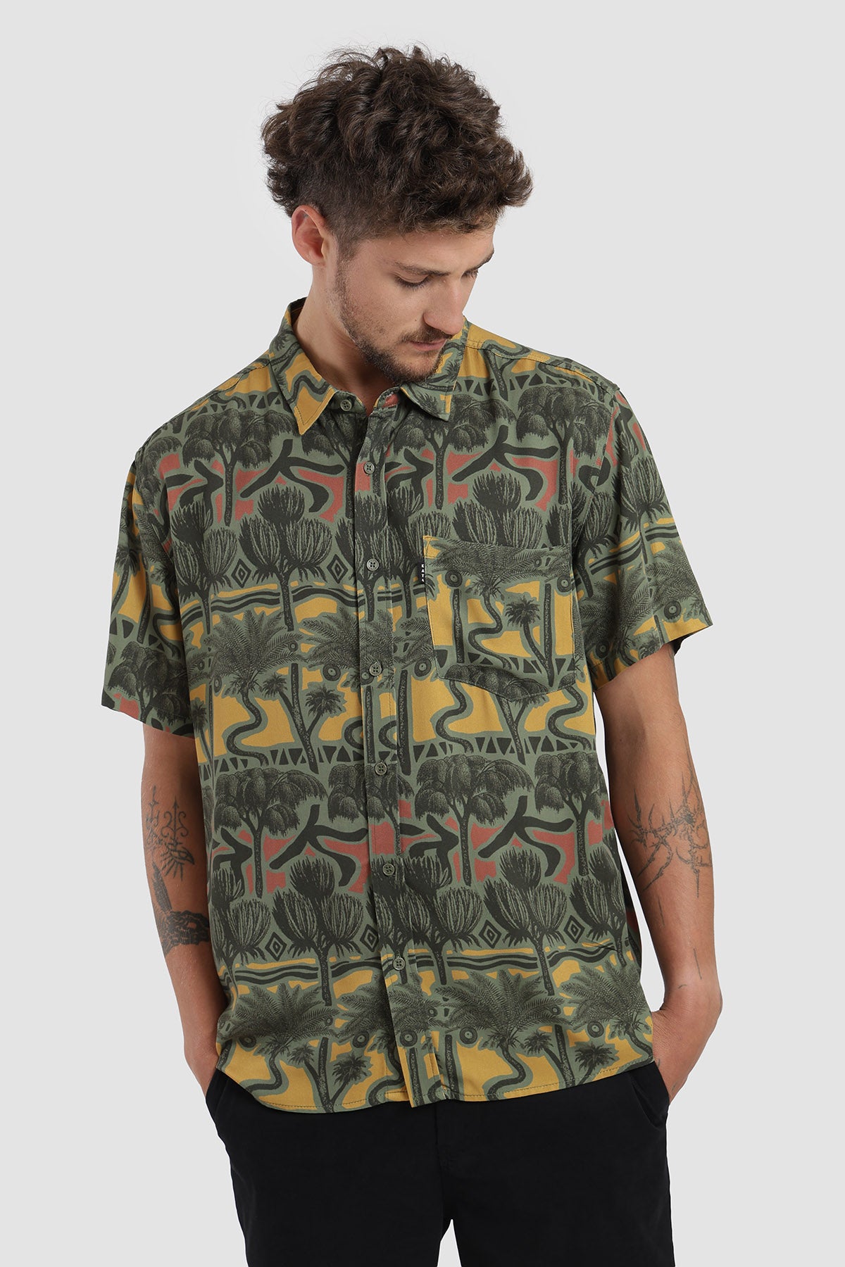 Camisa Manga Corta Guayabera Rasta Hombre - Verde
