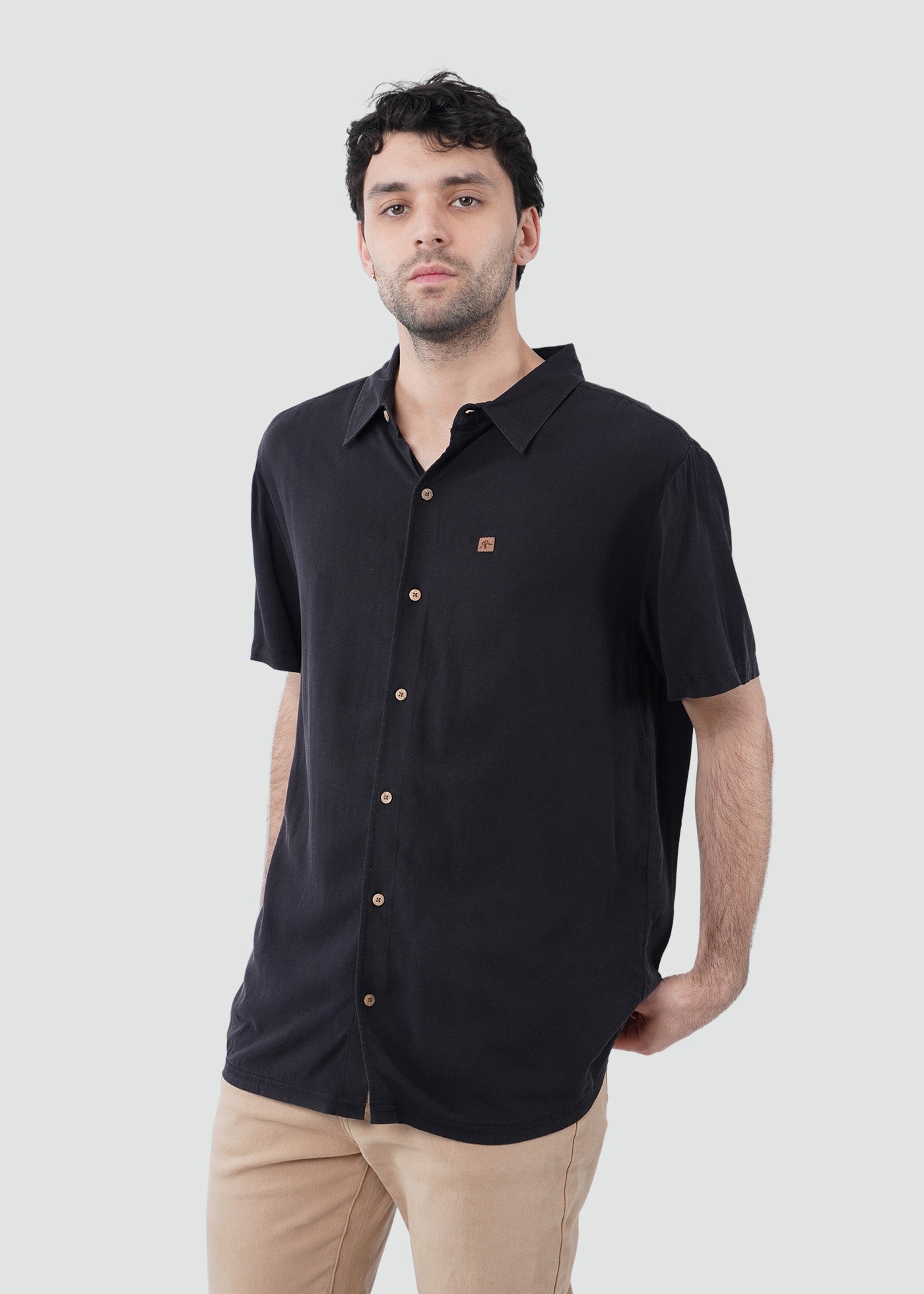 Camisa Hombre Viscosa - Negra
