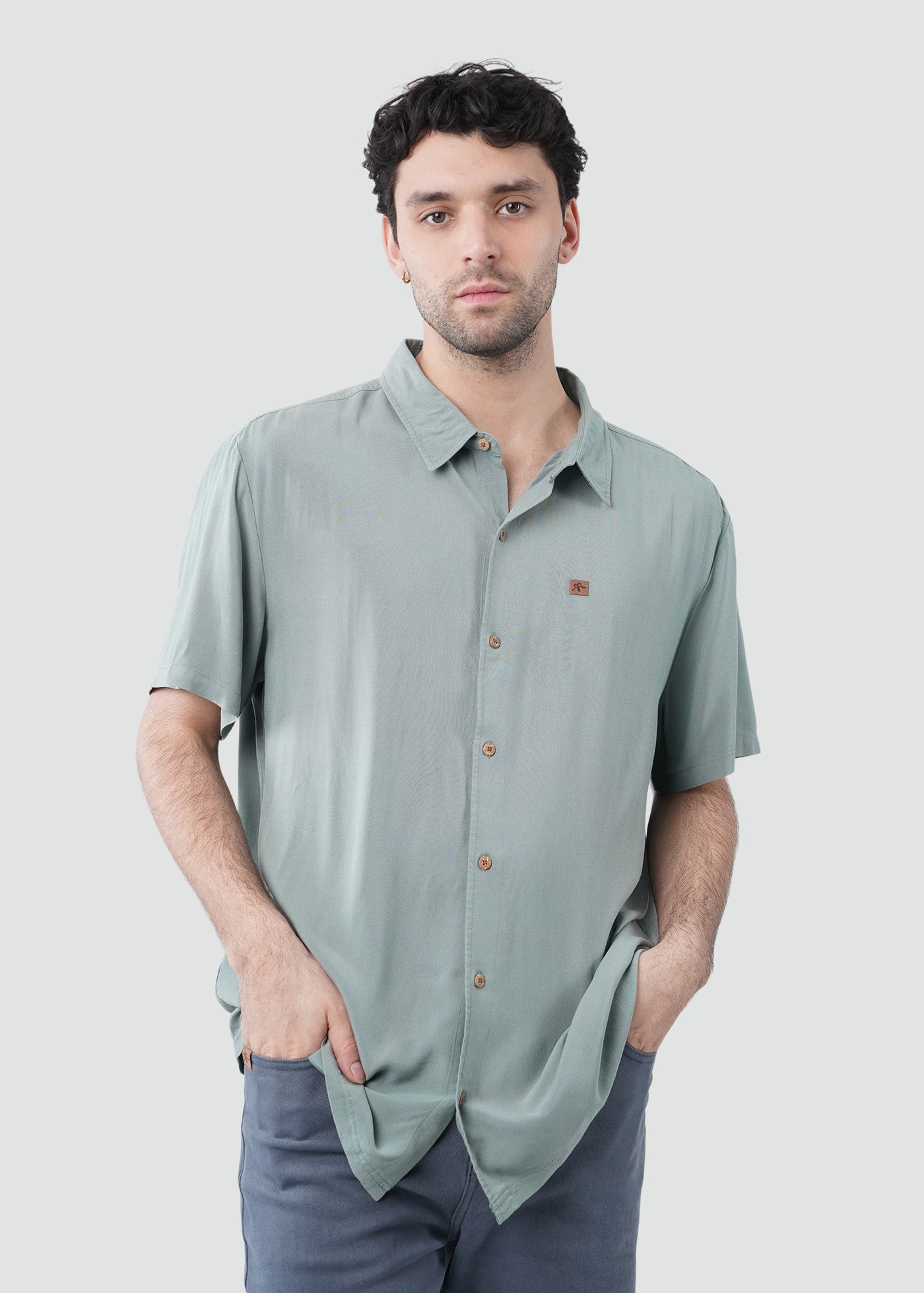 Camisa Hombre Viscosa - Verde Chinois