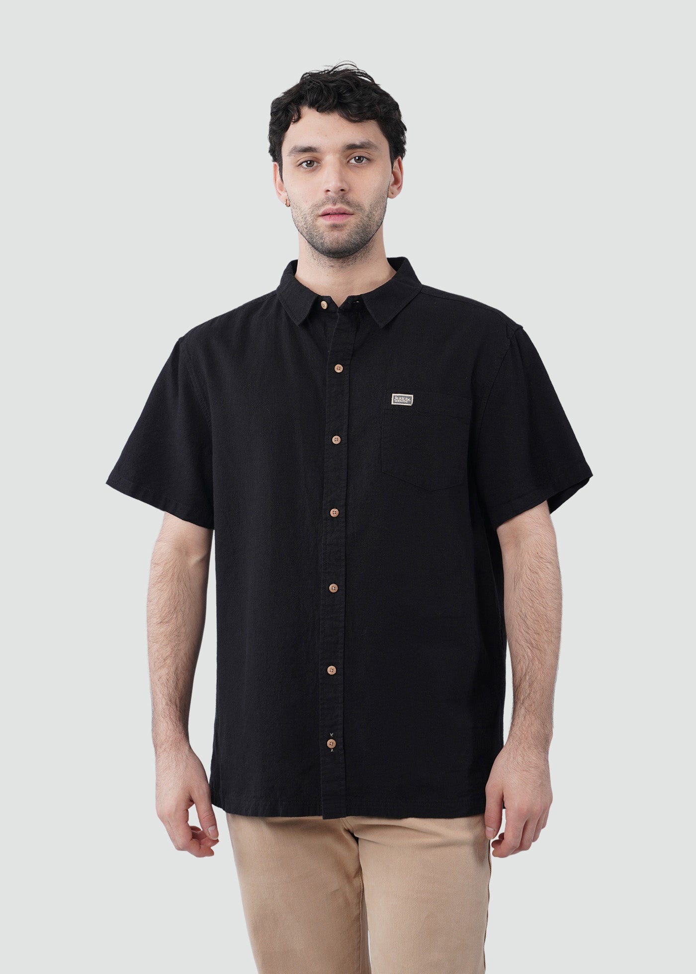 Camisa Hombre Lino - Negra