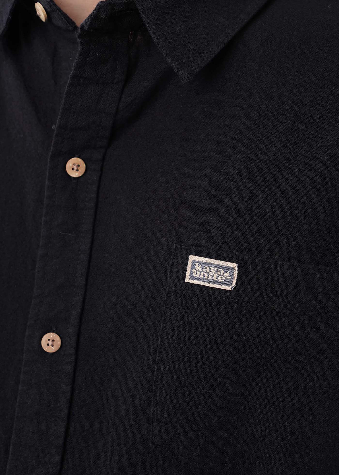Camisa Hombre Lino - Negra