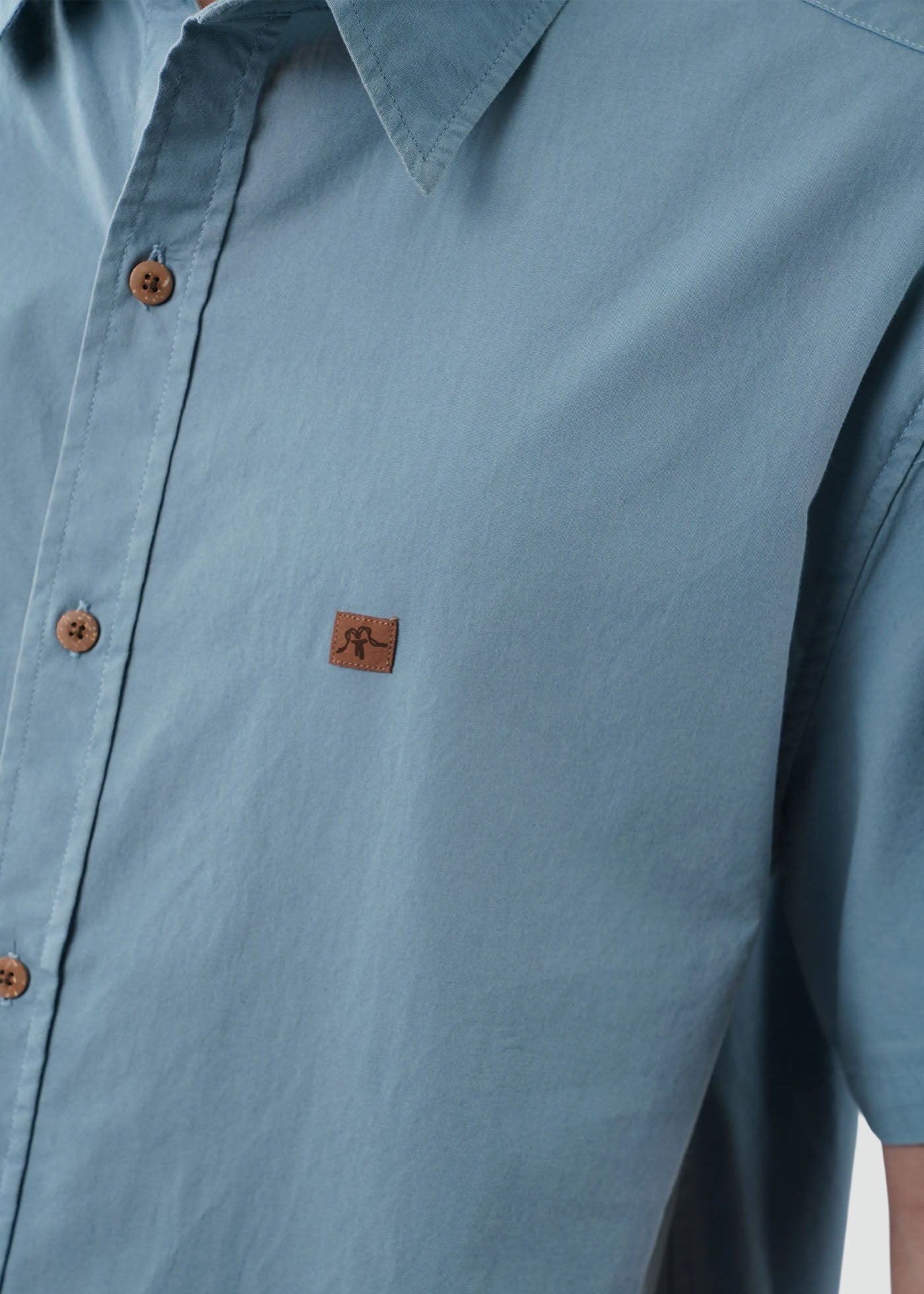 Camisa Clásica Manga Corta Lino Hombre - Azul Slate Gray