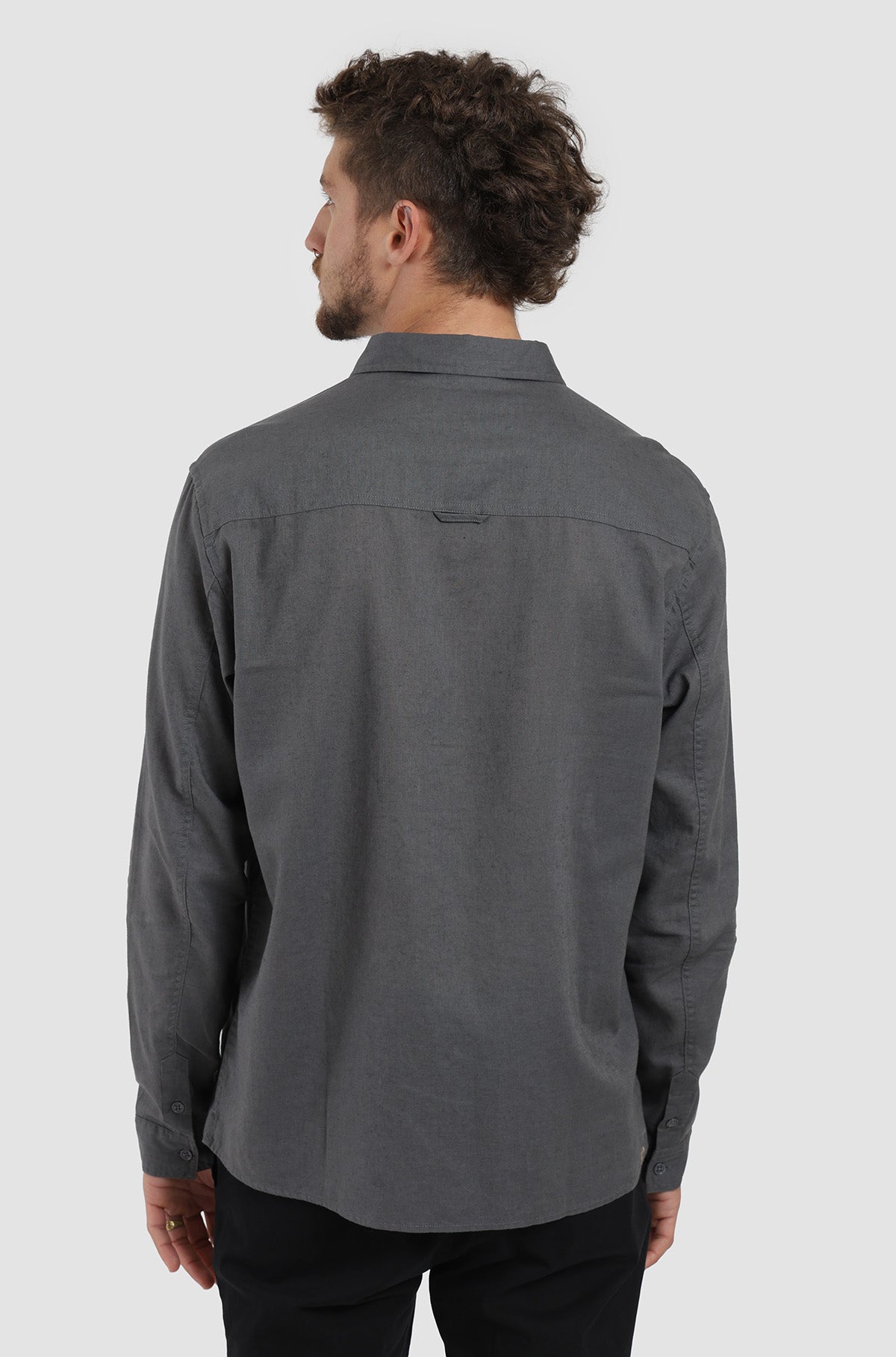Camisa Manga Corta Clásica Lino Hombre - Acero