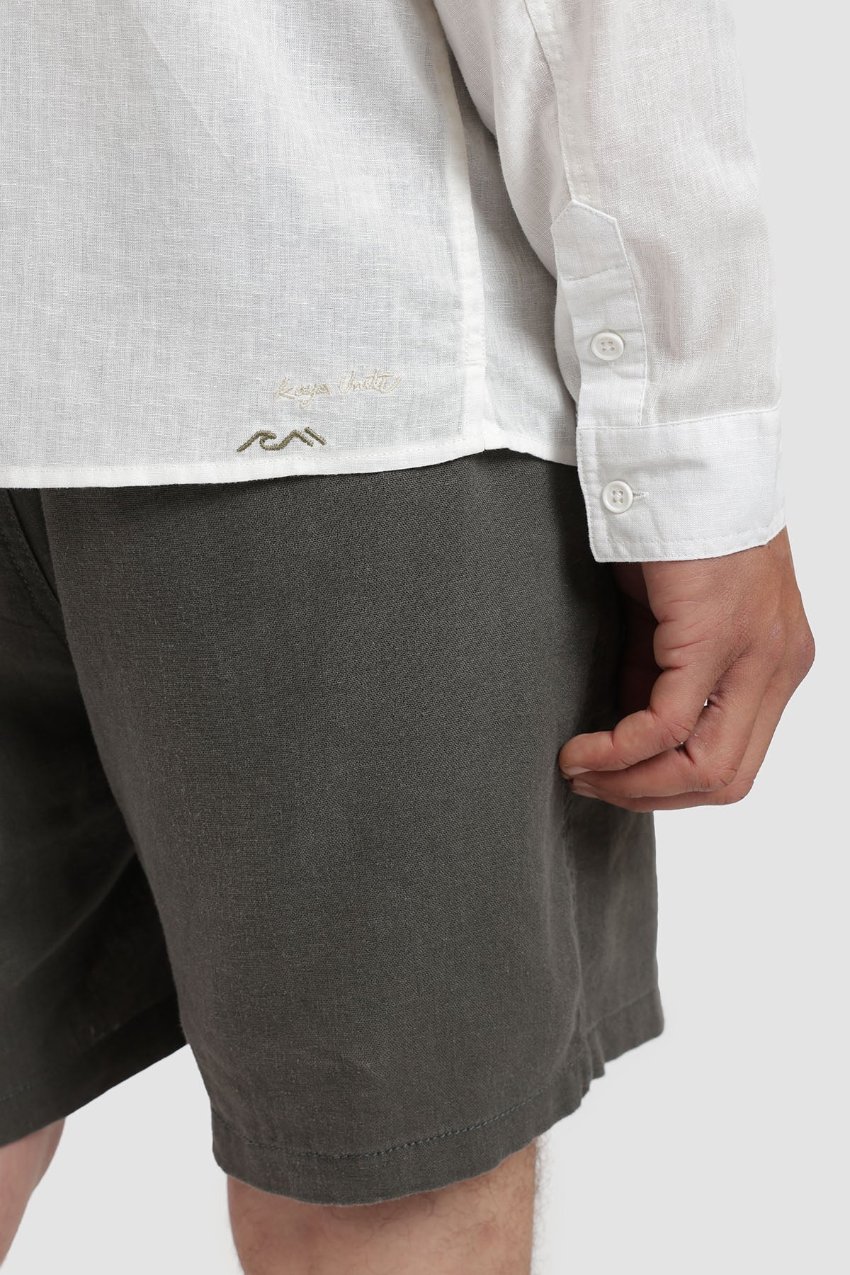 Camisa Manga Corta Clásica Lino Hombre - Blanco