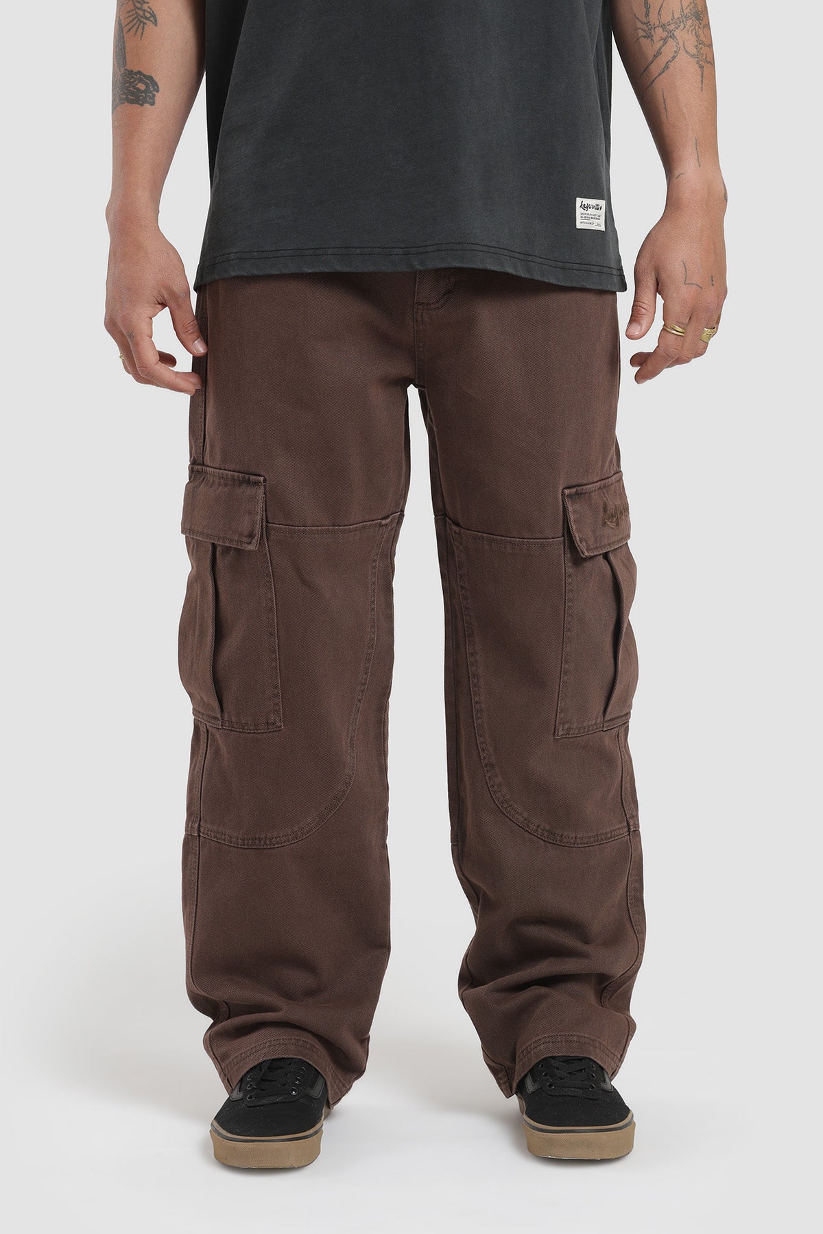 Pantalón Cargo Multipocket Canvas Hombre - Café