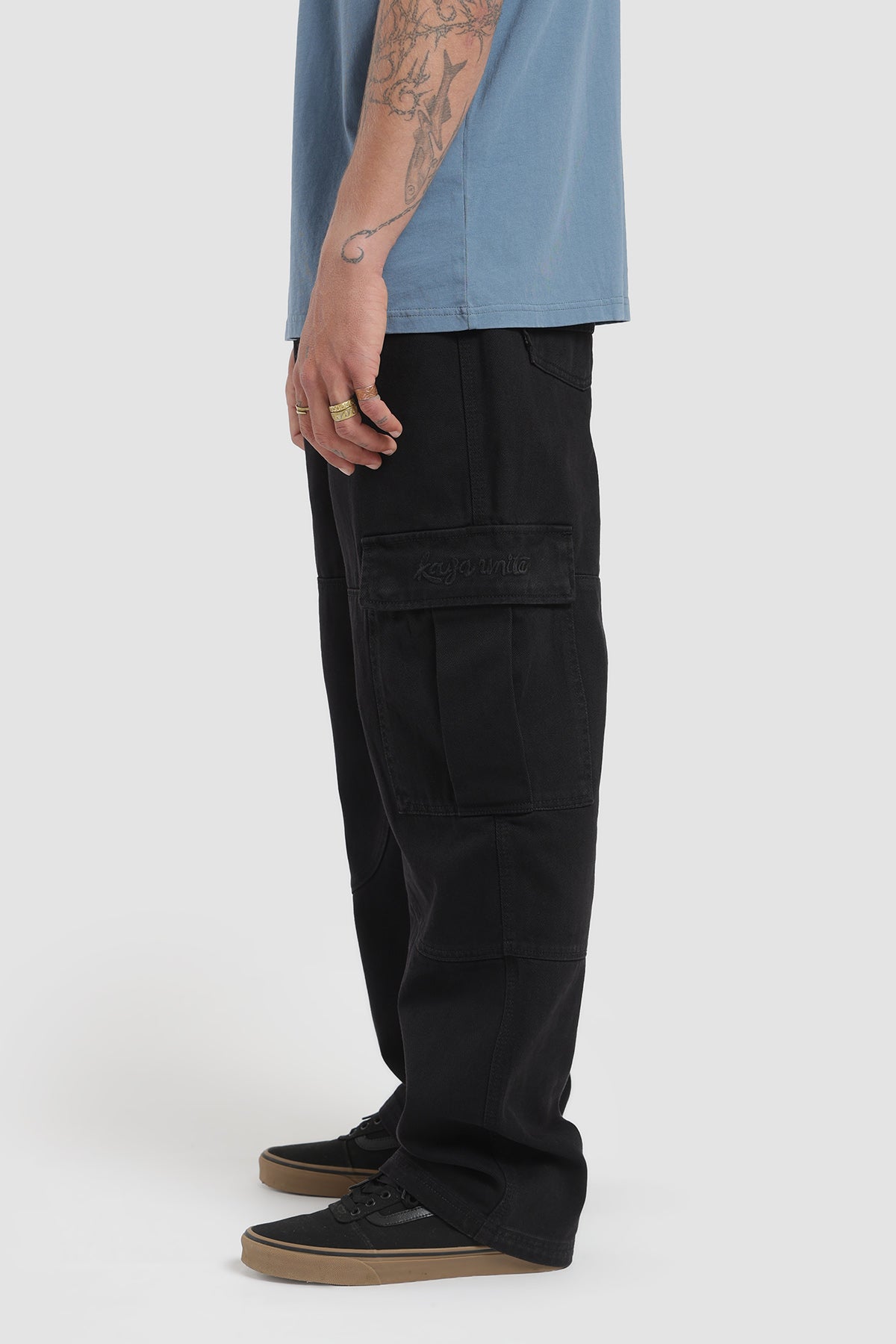Pantalón Cargo Multipocket Canvas Hombre - Negro