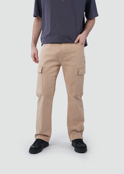 Pantalón Recto Algodón Cargo Hombre - Caqui Lavender