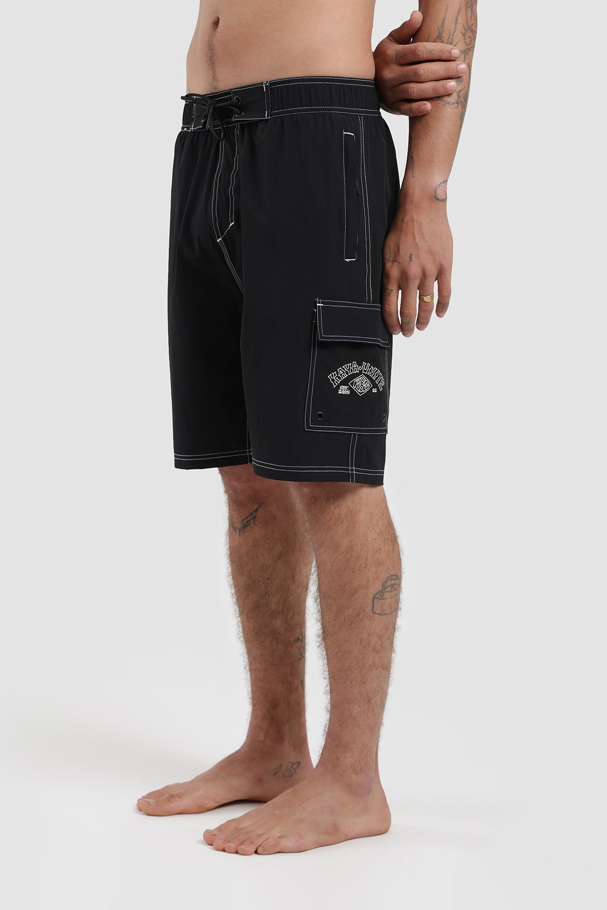 Traje De Baño Boardshort Cargo Hombre - Negro