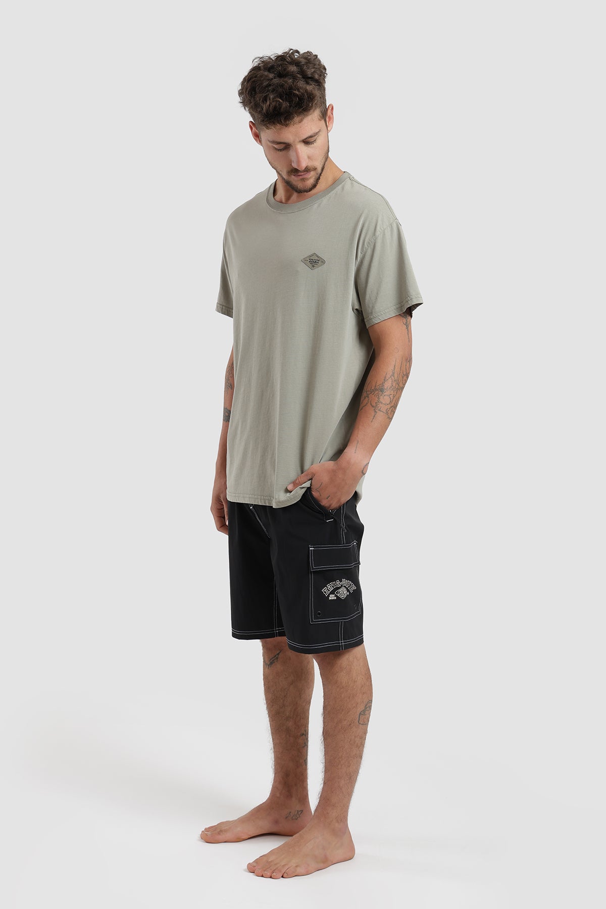 Traje De Baño Boardshort Cargo Hombre - Negro