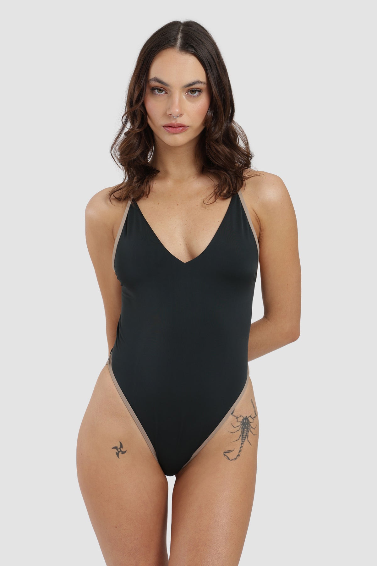 Traje De Baño Entero Bicolor Mujer - Negro