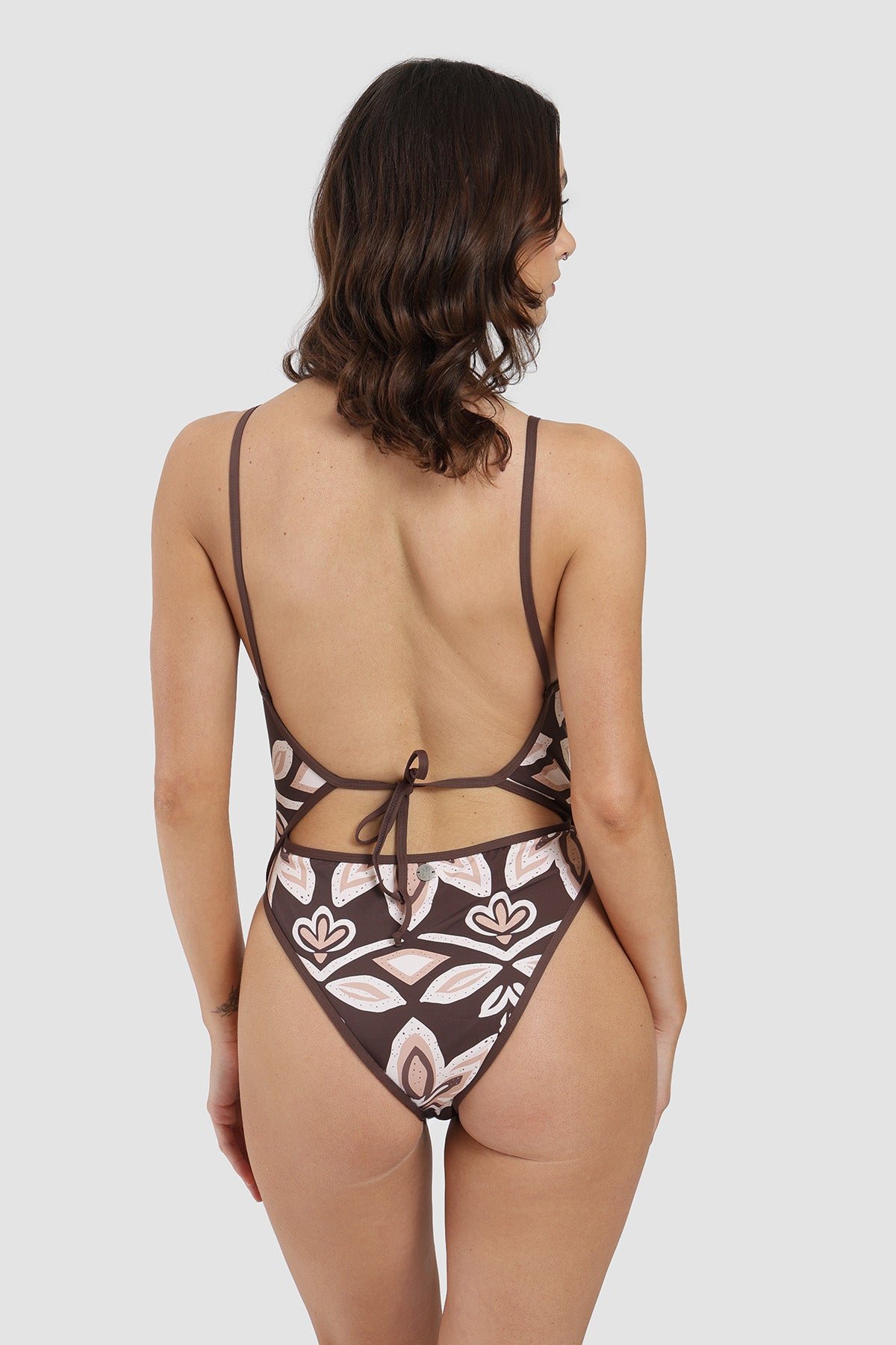 Traje De Baño Entero Estampado Mujer - Chocolate