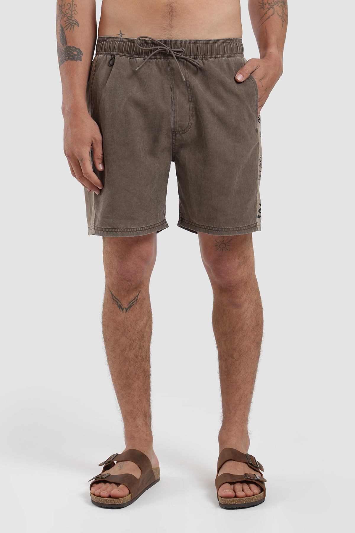 Traje De Baño Volley Diseño Side Panel Hombre - Café