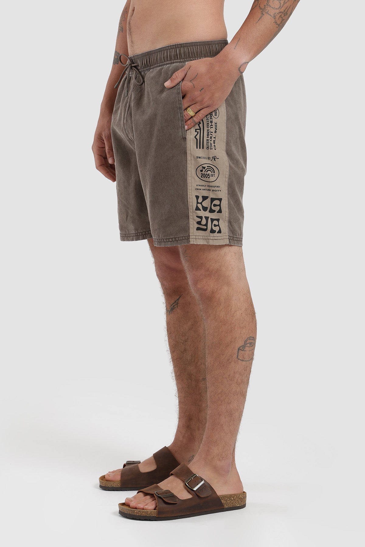 Traje De Baño Volley Diseño Side Panel Hombre - Café