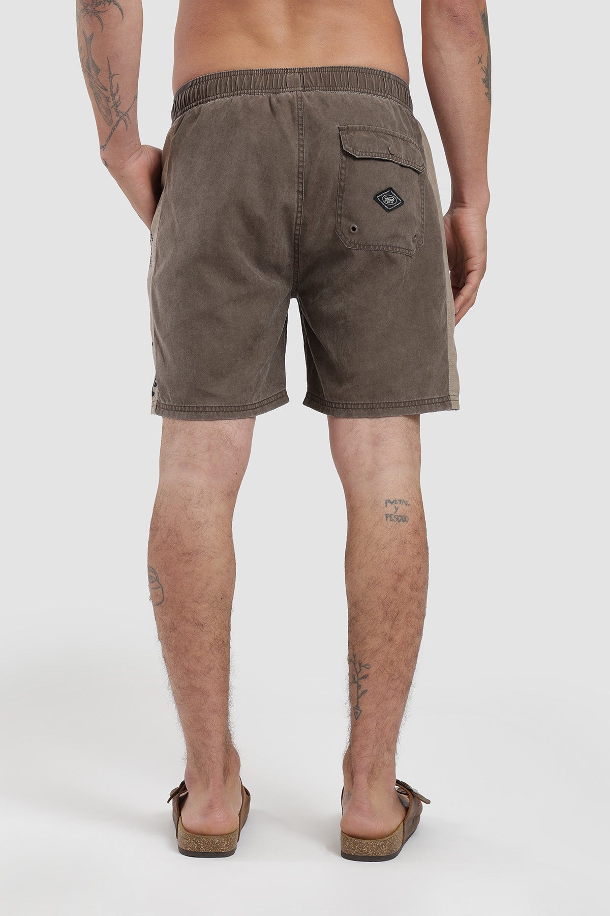 Traje De Baño Volley Diseño Side Panel Hombre - Café