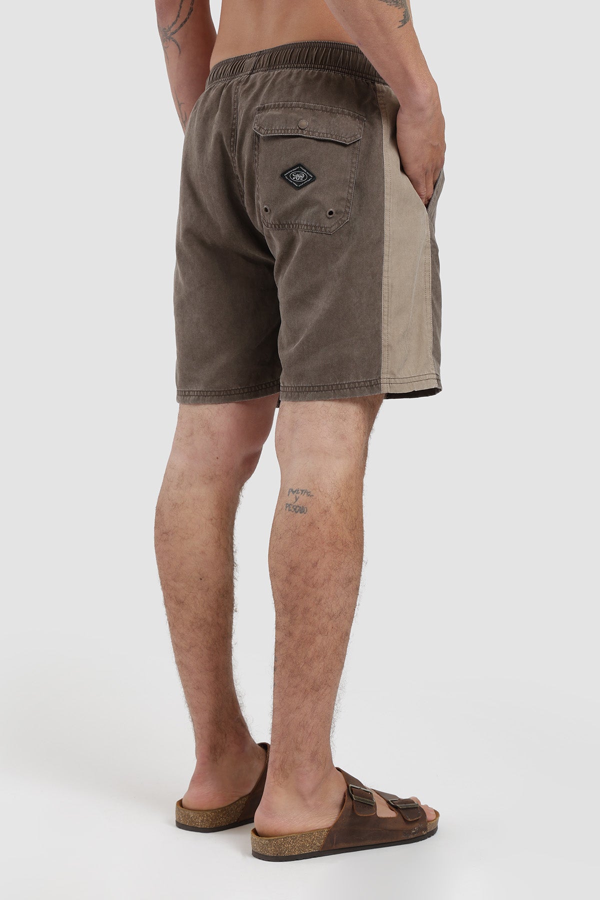 Traje De Baño Volley Diseño Side Panel Hombre - Café