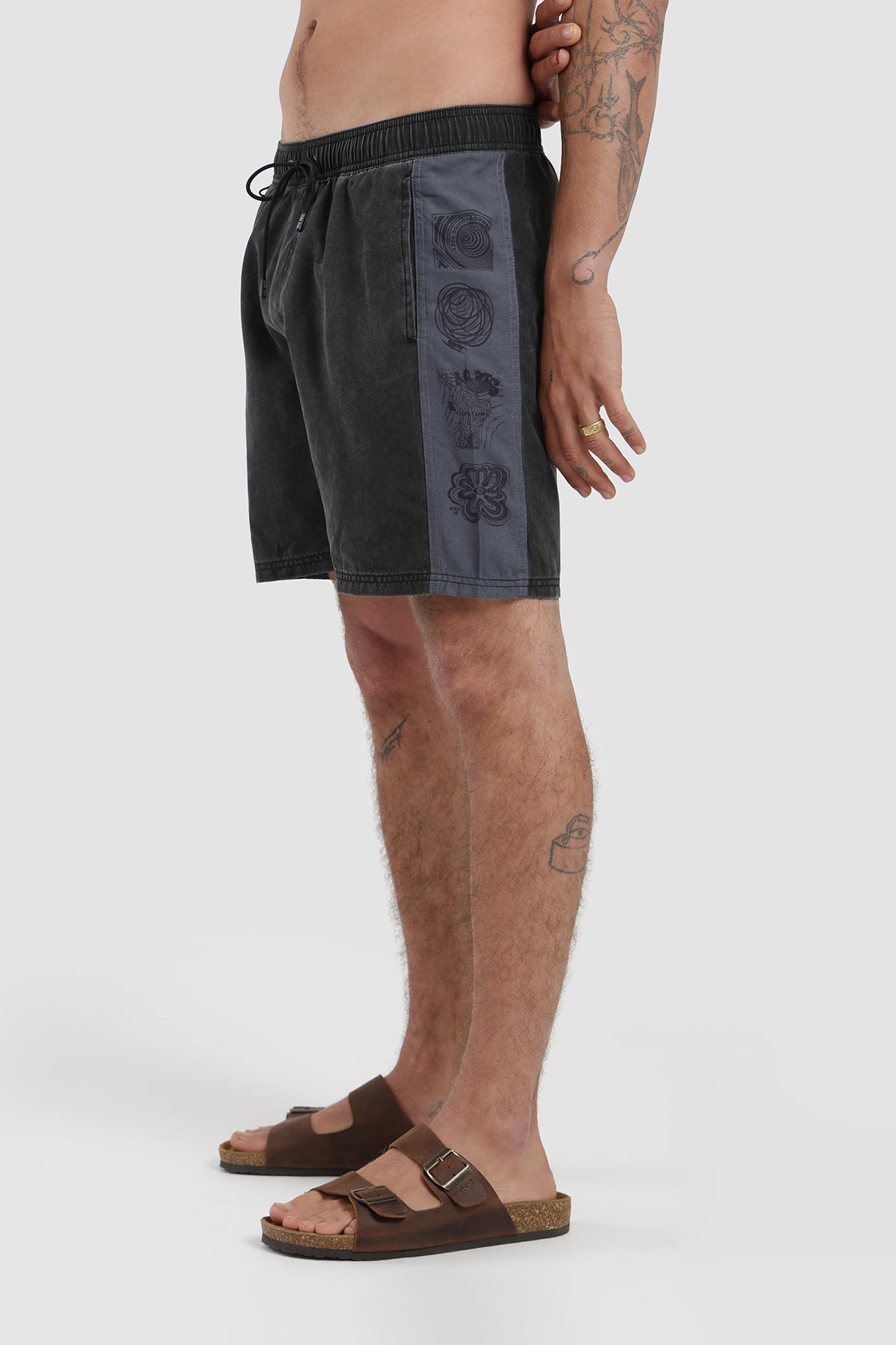 Traje De Baño Volley Diseño Side Panel Hombre - Negro