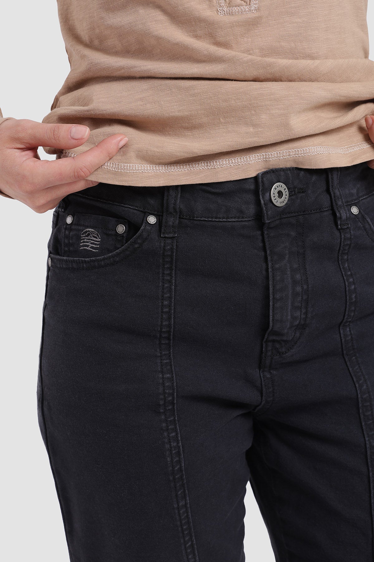 Pantalón Recto Canvas Mujer Black #Color_Negro
