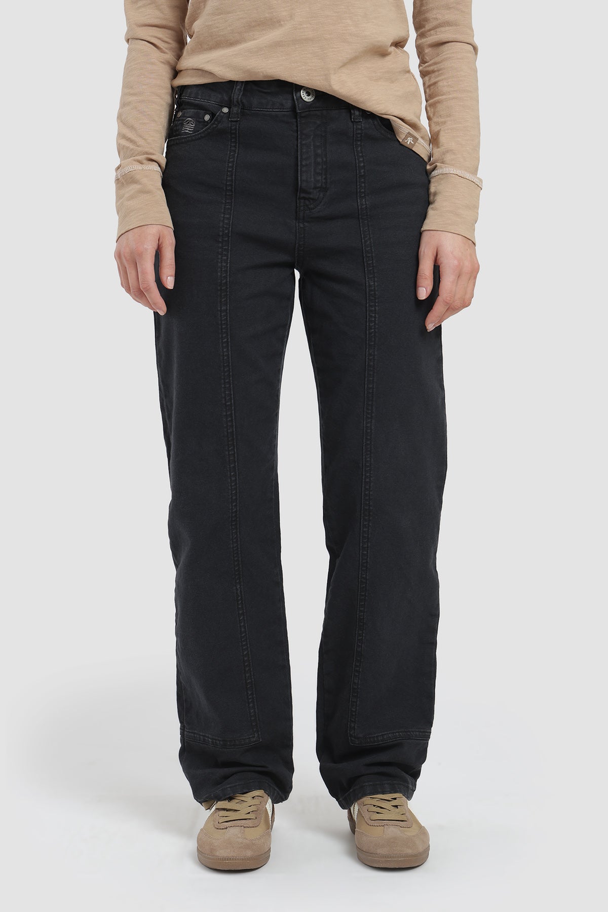 Pantalón Recto Canvas Mujer Black #Color_Negro