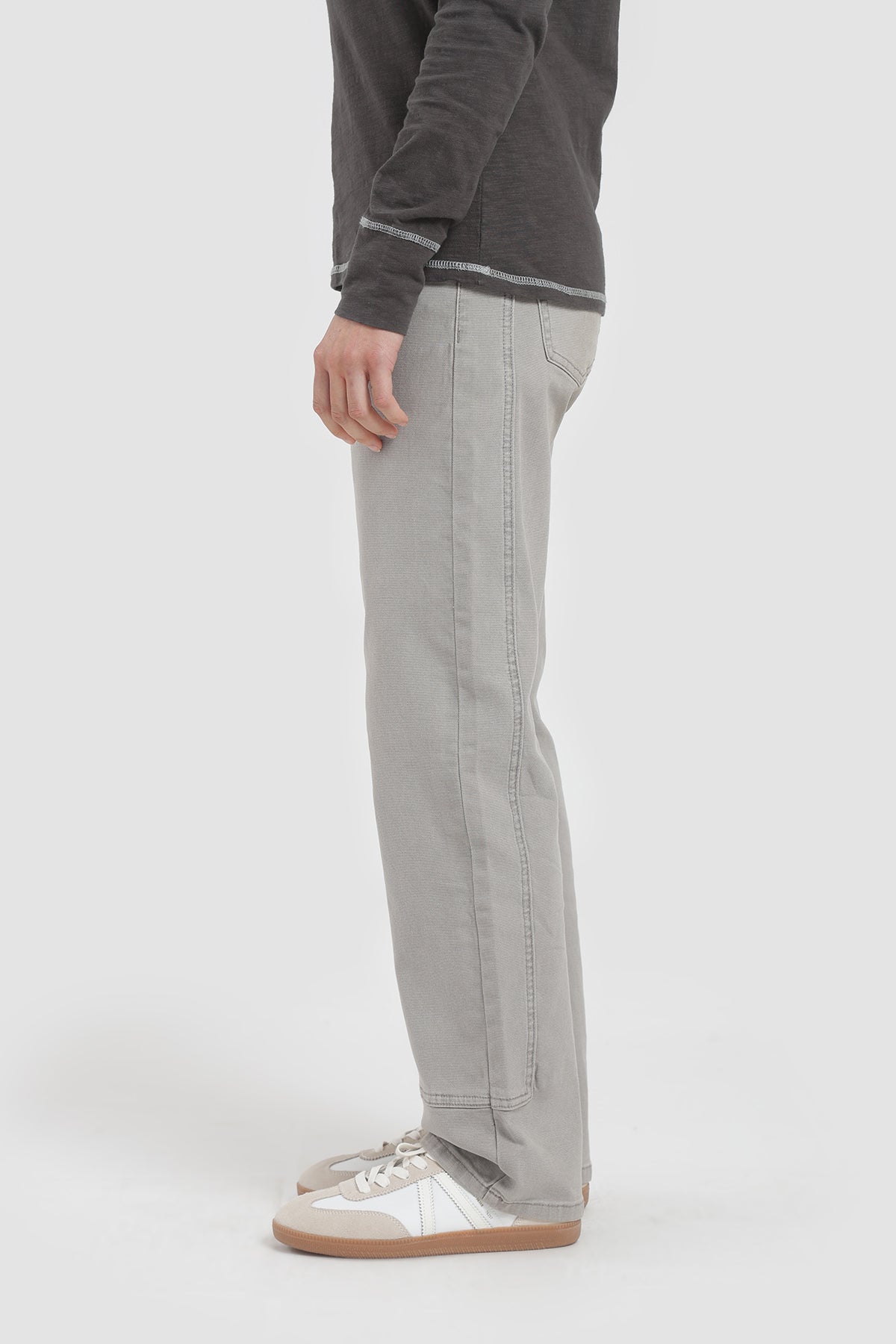 Pantalón Recto Canvas Mujer Light Gray #Color_Taupe