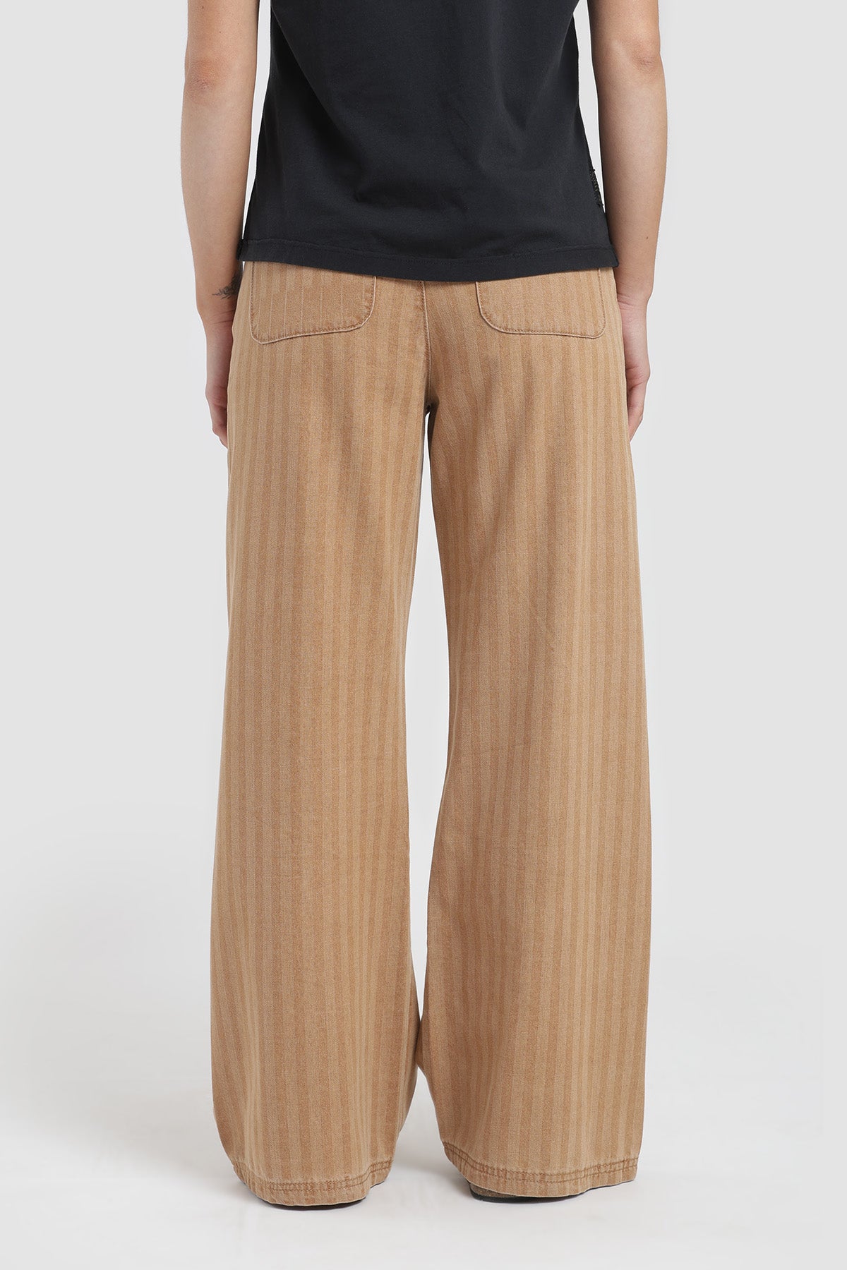 Pantalón Relaxed Rayas Mujer - Beige