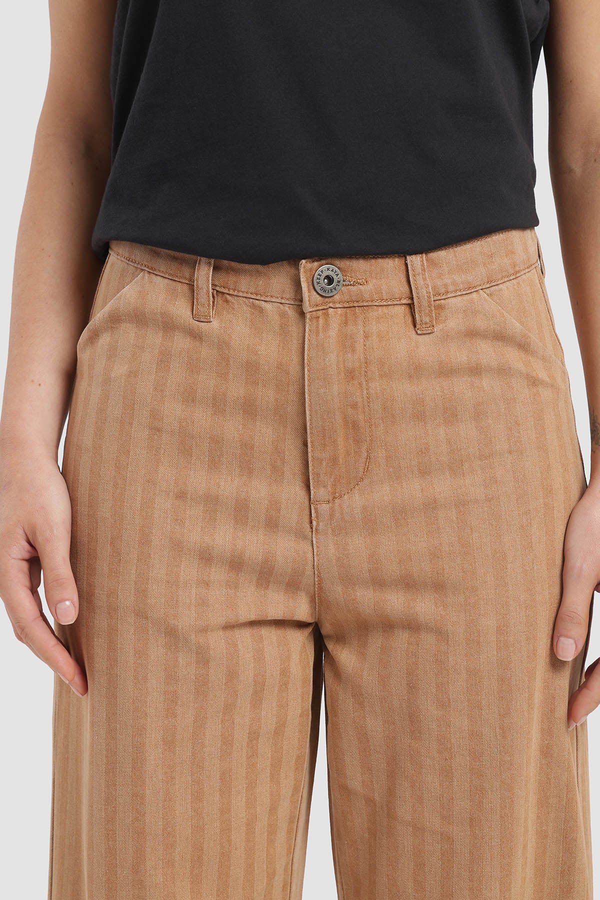 Pantalón Relaxed Rayas Mujer - Beige