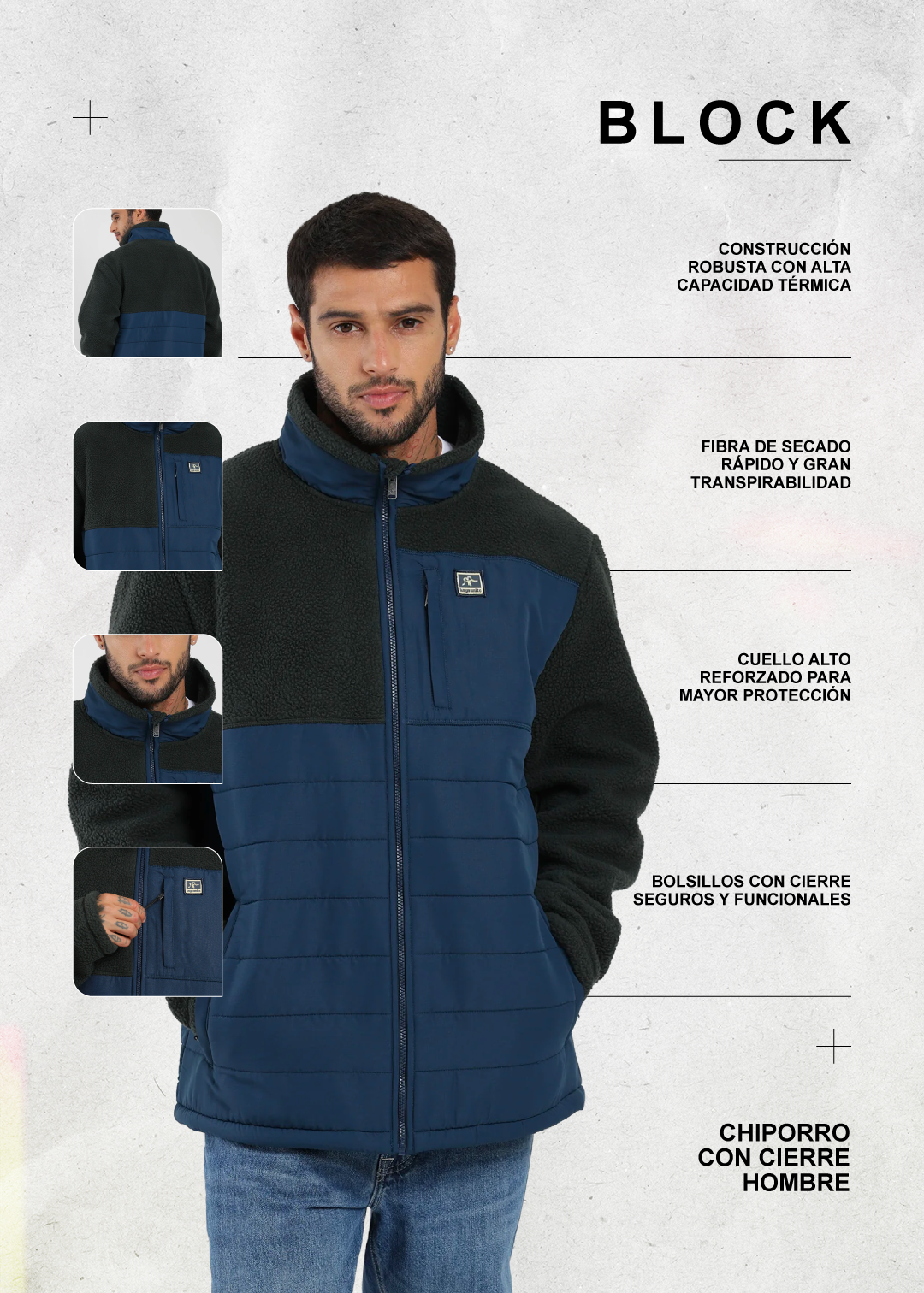 Polar Con Cierre Block Hombre Dark Slate Gray #Color_Navy