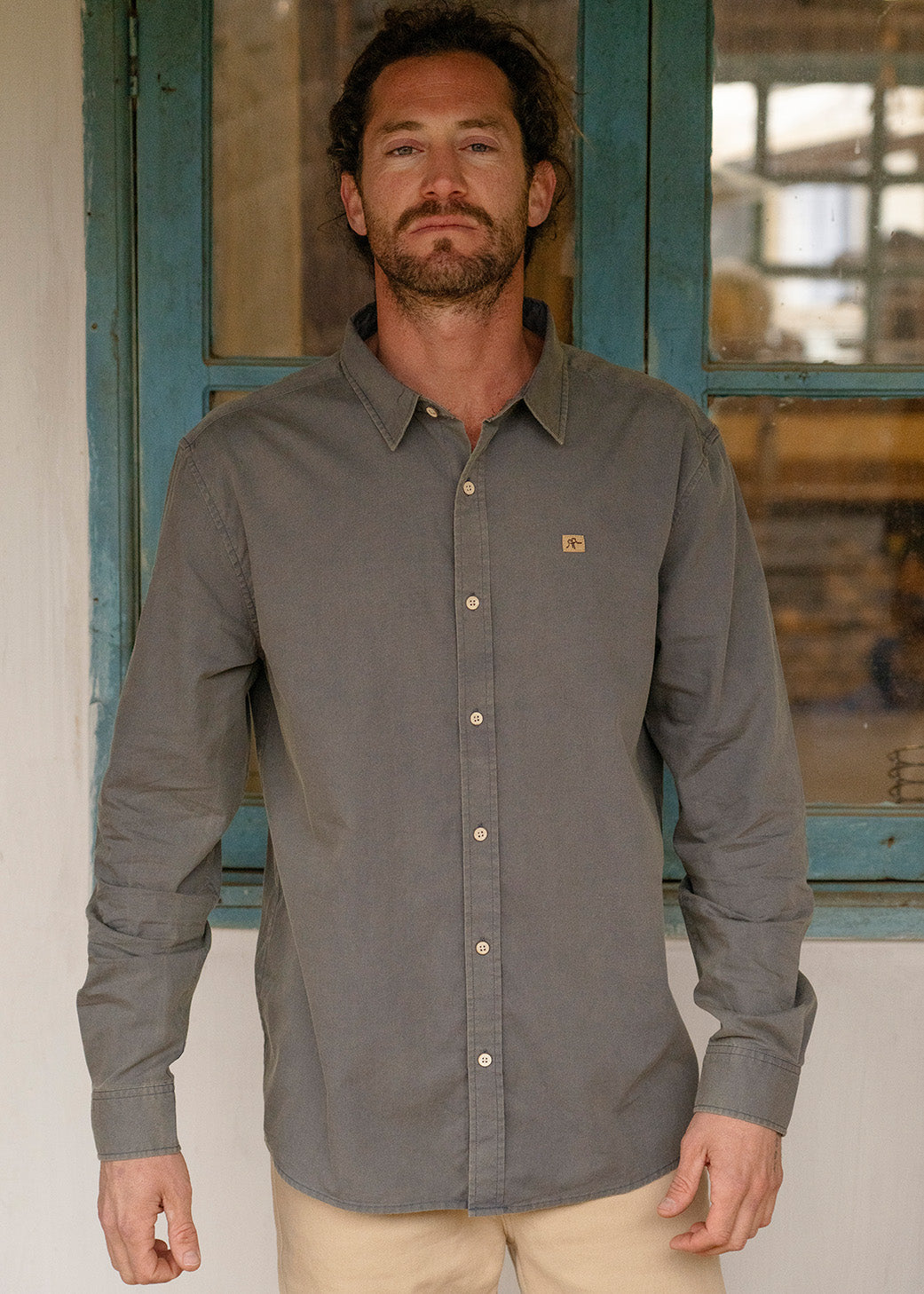 Camisa Long Cotton Grey