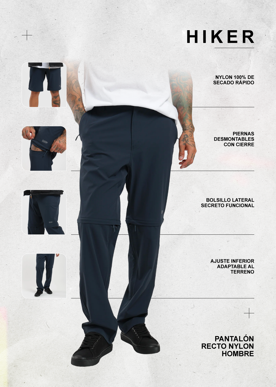 Pantalón Recto Nylon Hiker Hombre Dark Slate Gray #Color_Navy