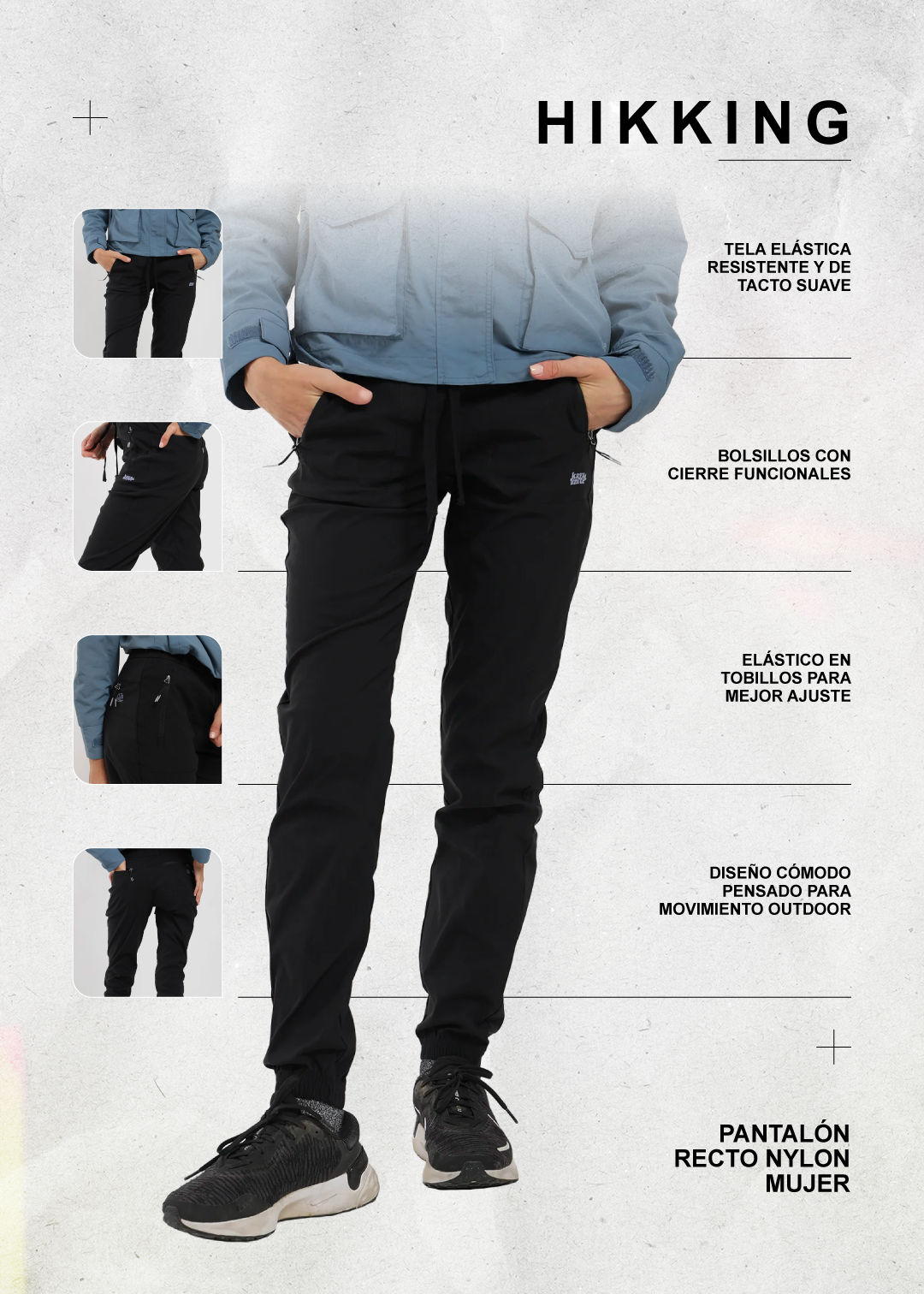 Pantalón Slim Nylon Hikking Mujer Lavender #Color_Negro
