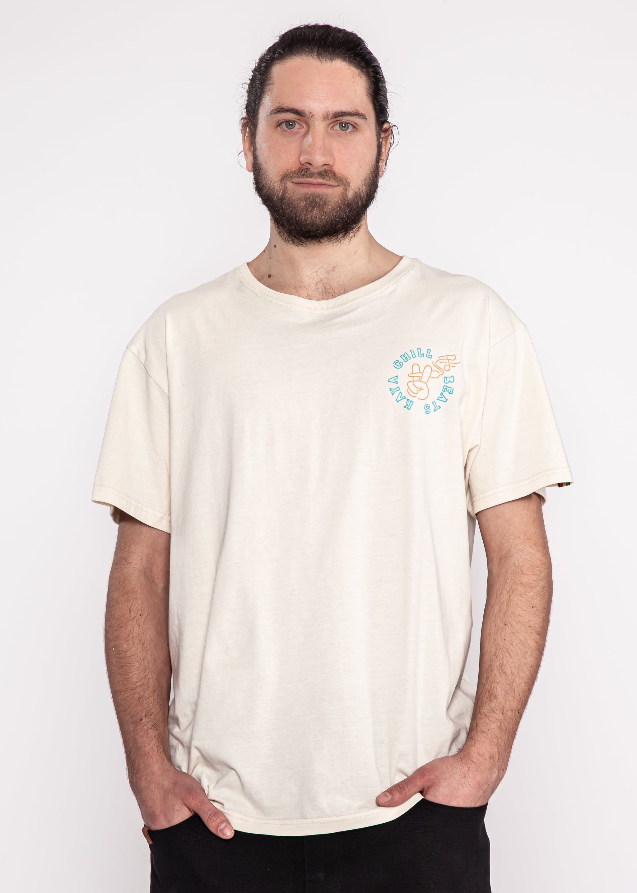 Polera Diseño Algodón Chill Hombre - Crema