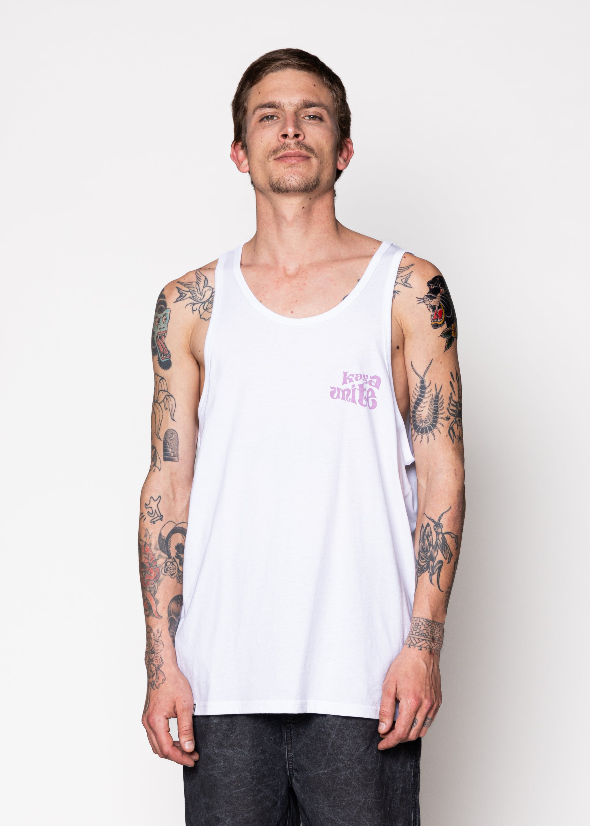 Polera Sin Mangas Algodón Mini Groovy Hombre - Blanca
