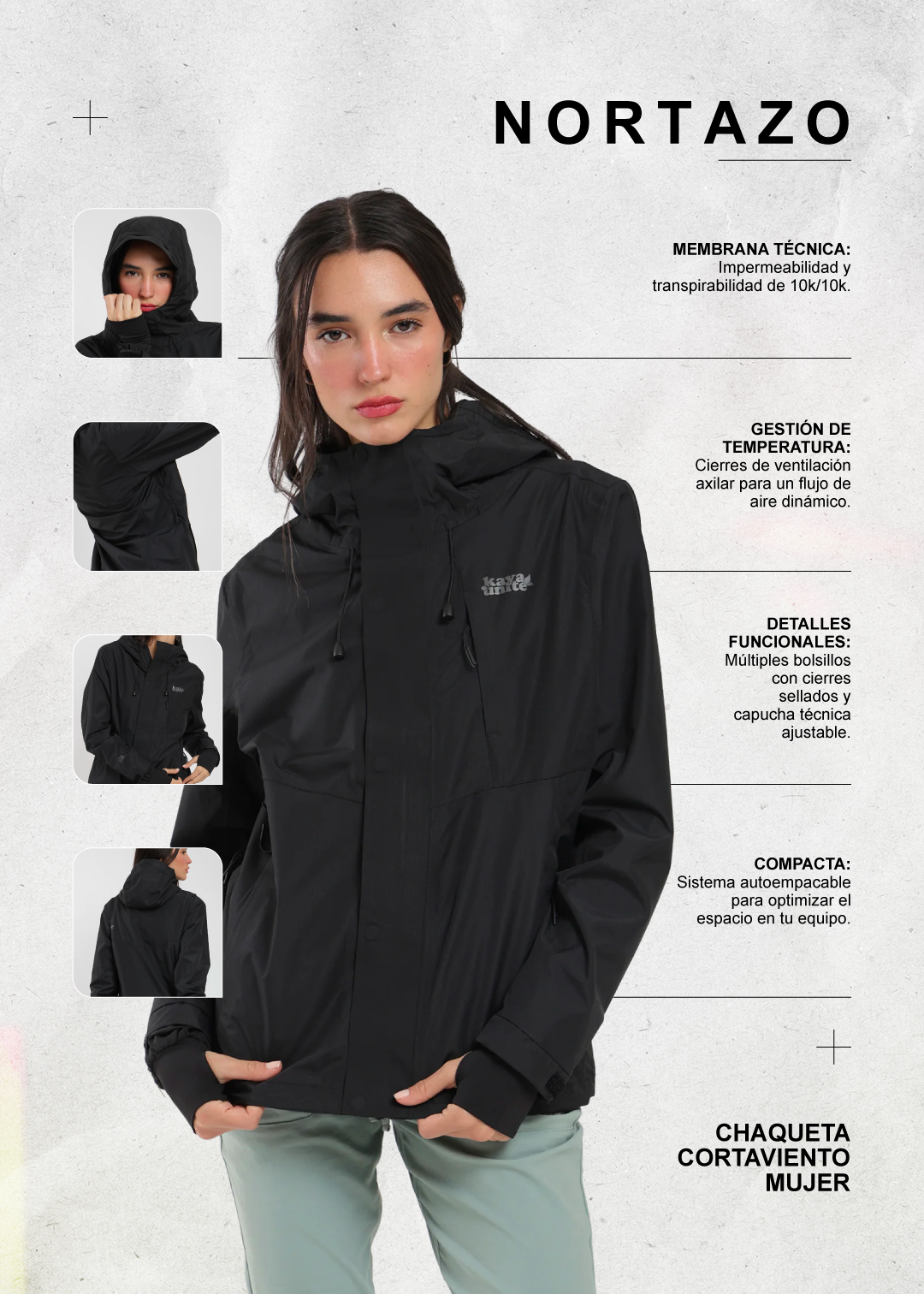 Chaqueta Cortaviento Nortazo Mujer - Negro