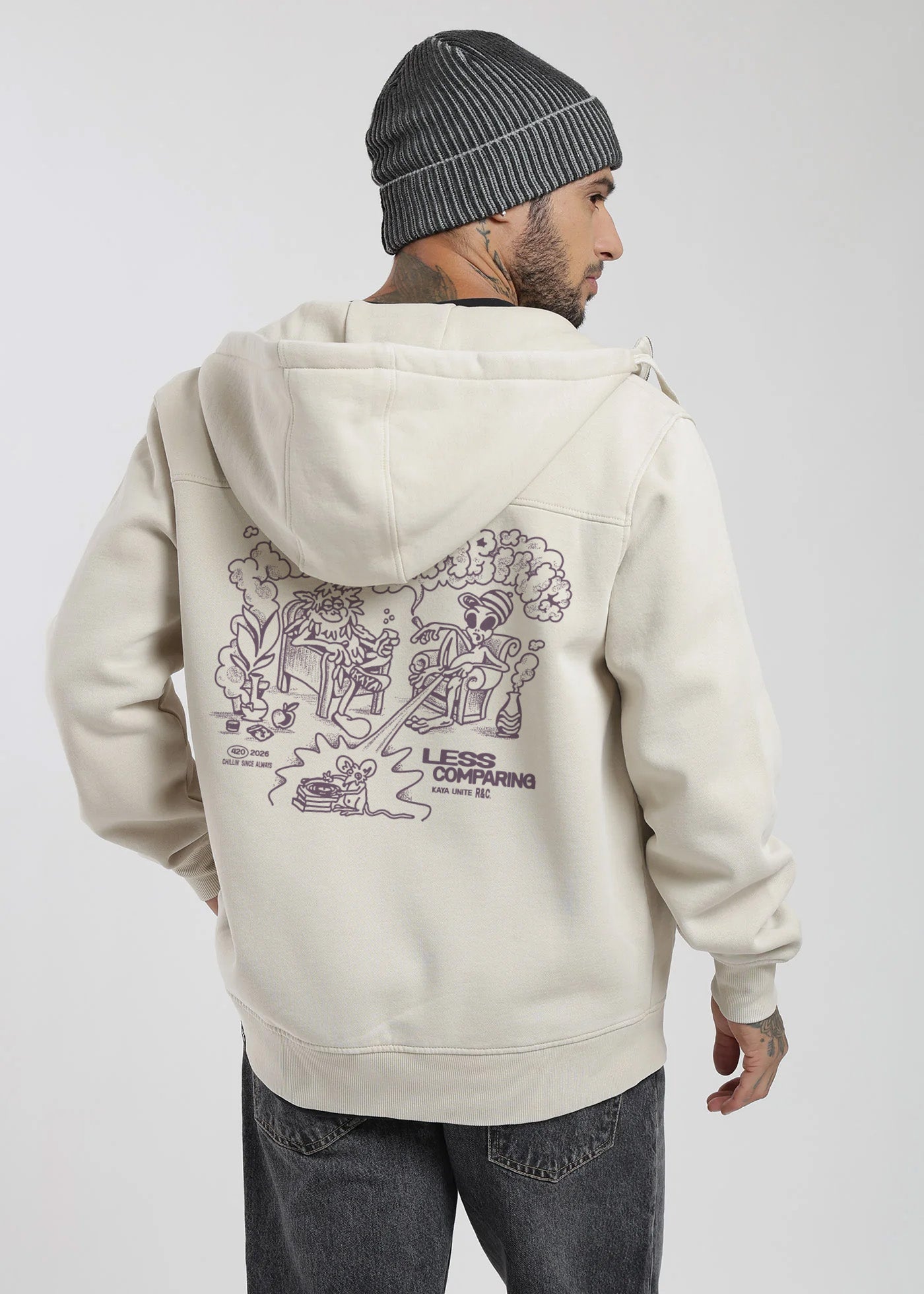 Polerón Hoodie Print Hombre - Azul
