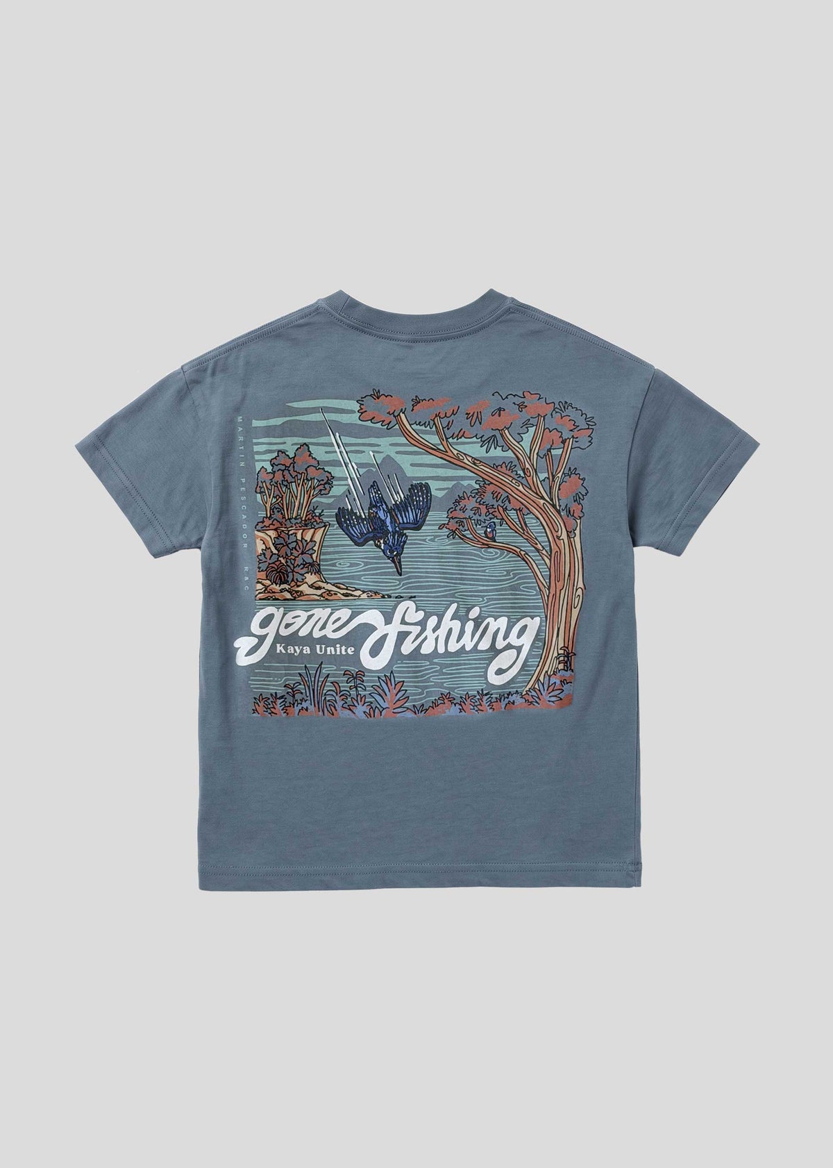 Polera Diseño Martin Pescador Algodón Kids - Petróleo