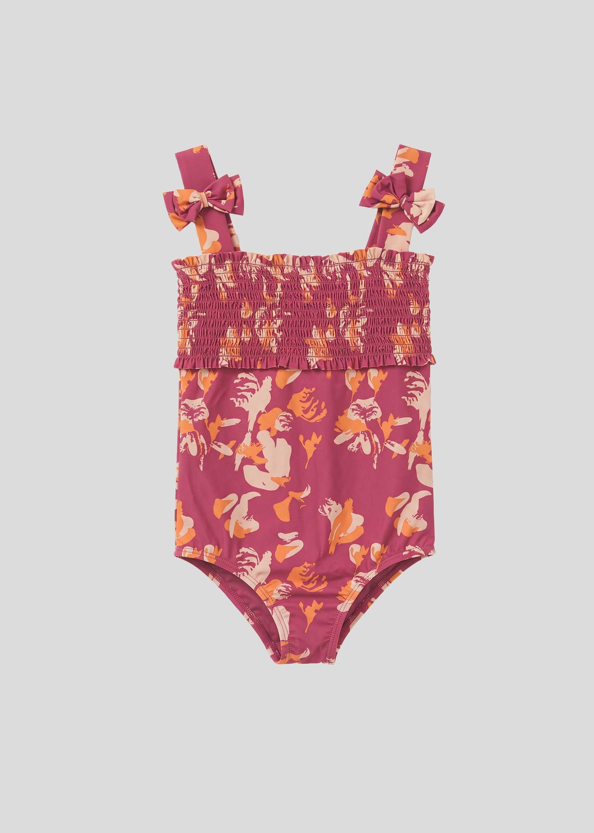 Traje De Baño Niña Flores Kids - Fucsia