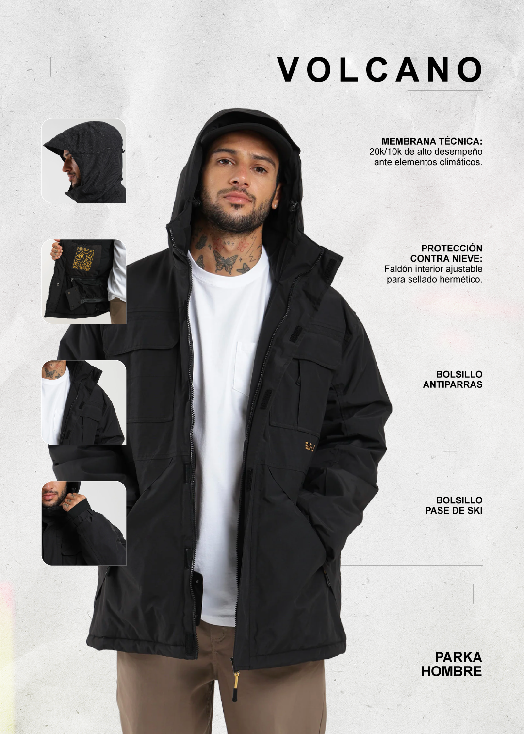 Parka Volcano Hombre - Negro