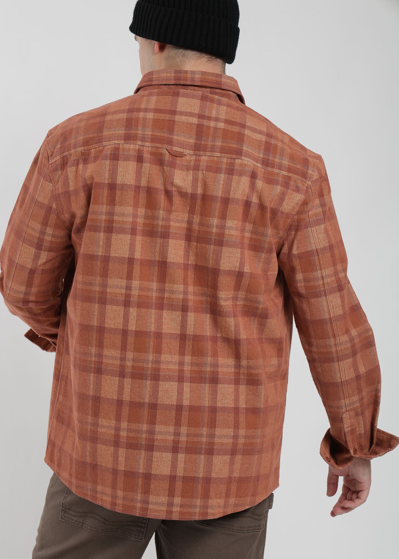 Camisa Manga Larga Cotelé Hombre - Café