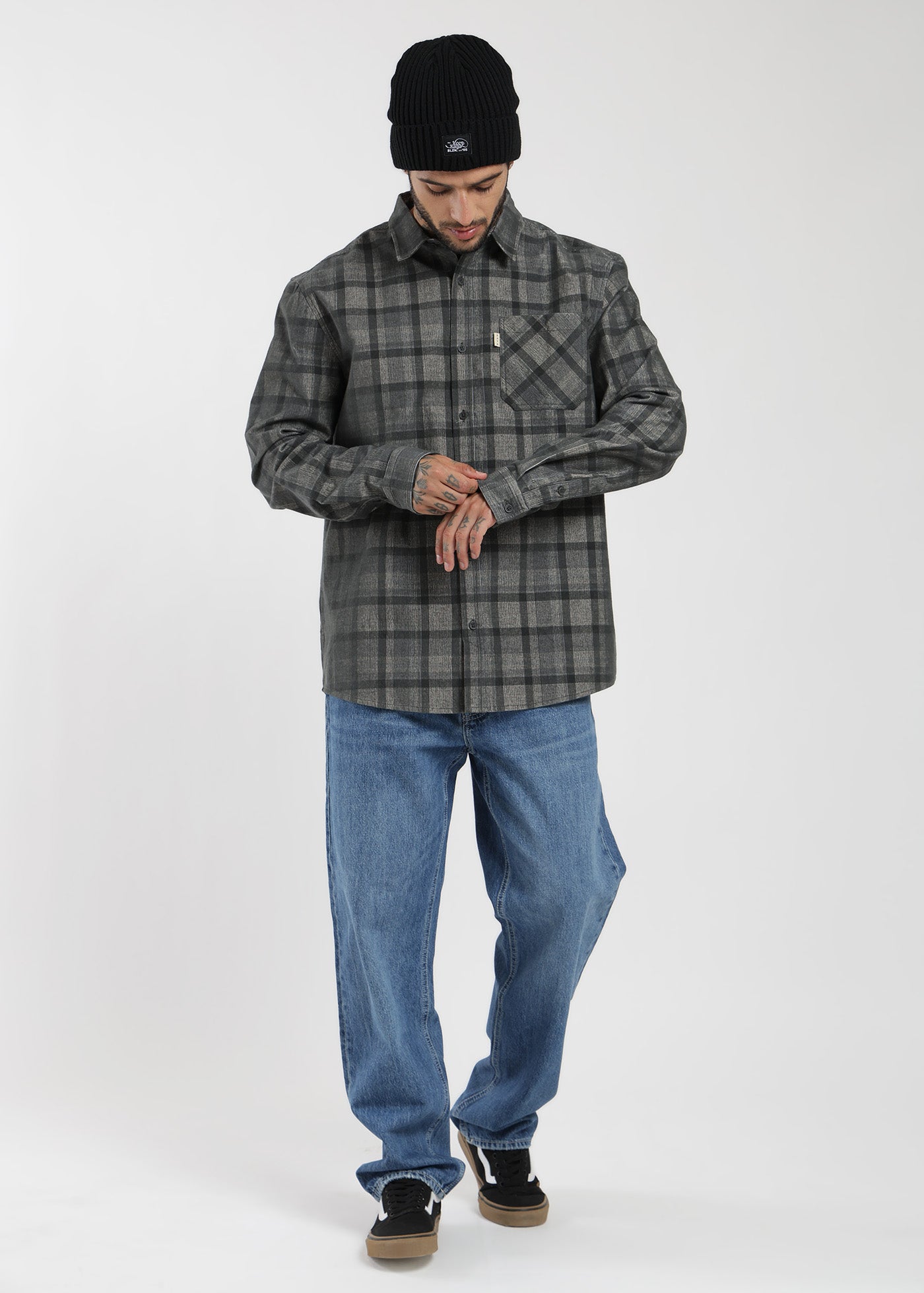 Camisa Manga Larga Cotelé Hombre - Gris